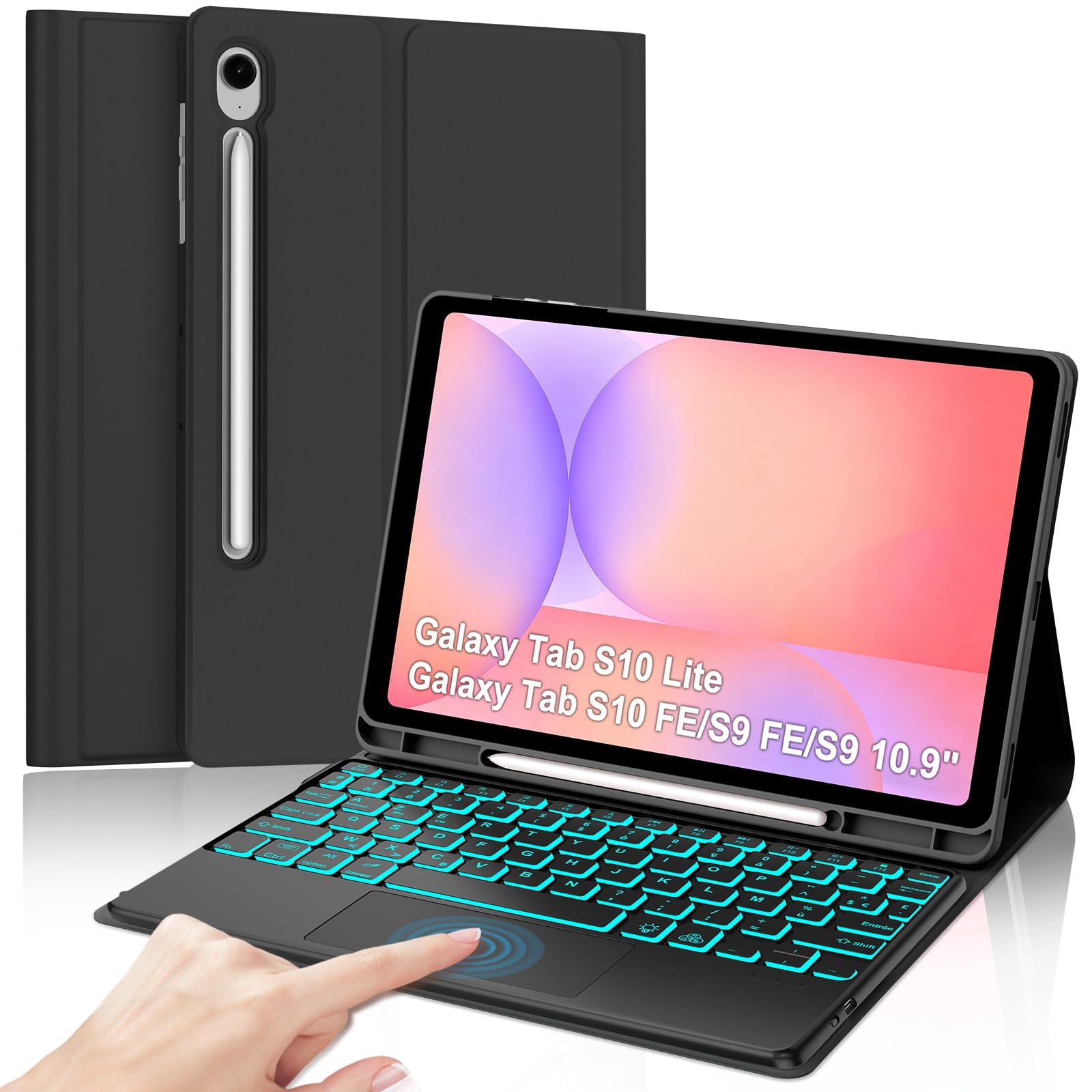 Coque Clavier Rétroéclairé 7 Couleurs Samsung Tab S9 S10