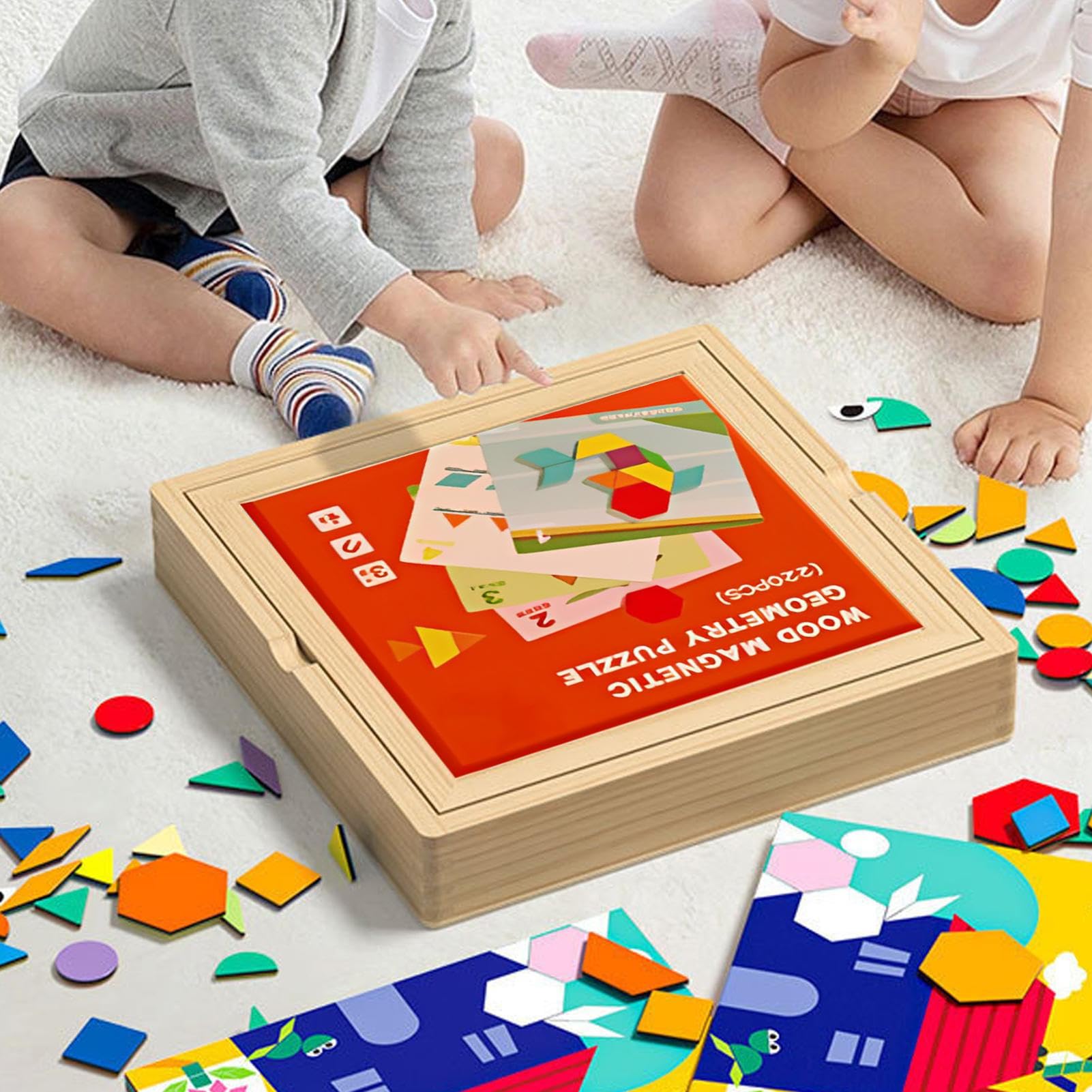 Magnetyczne drewniane klocki Bezpieczna Zabawka Edukacyjna Kształtów | Zabawka Do Budowania 3D Edukacyjna Gra Zabawka Dla Dzieci Chłopców Dziewczynek Urodziny Dom Dzieci