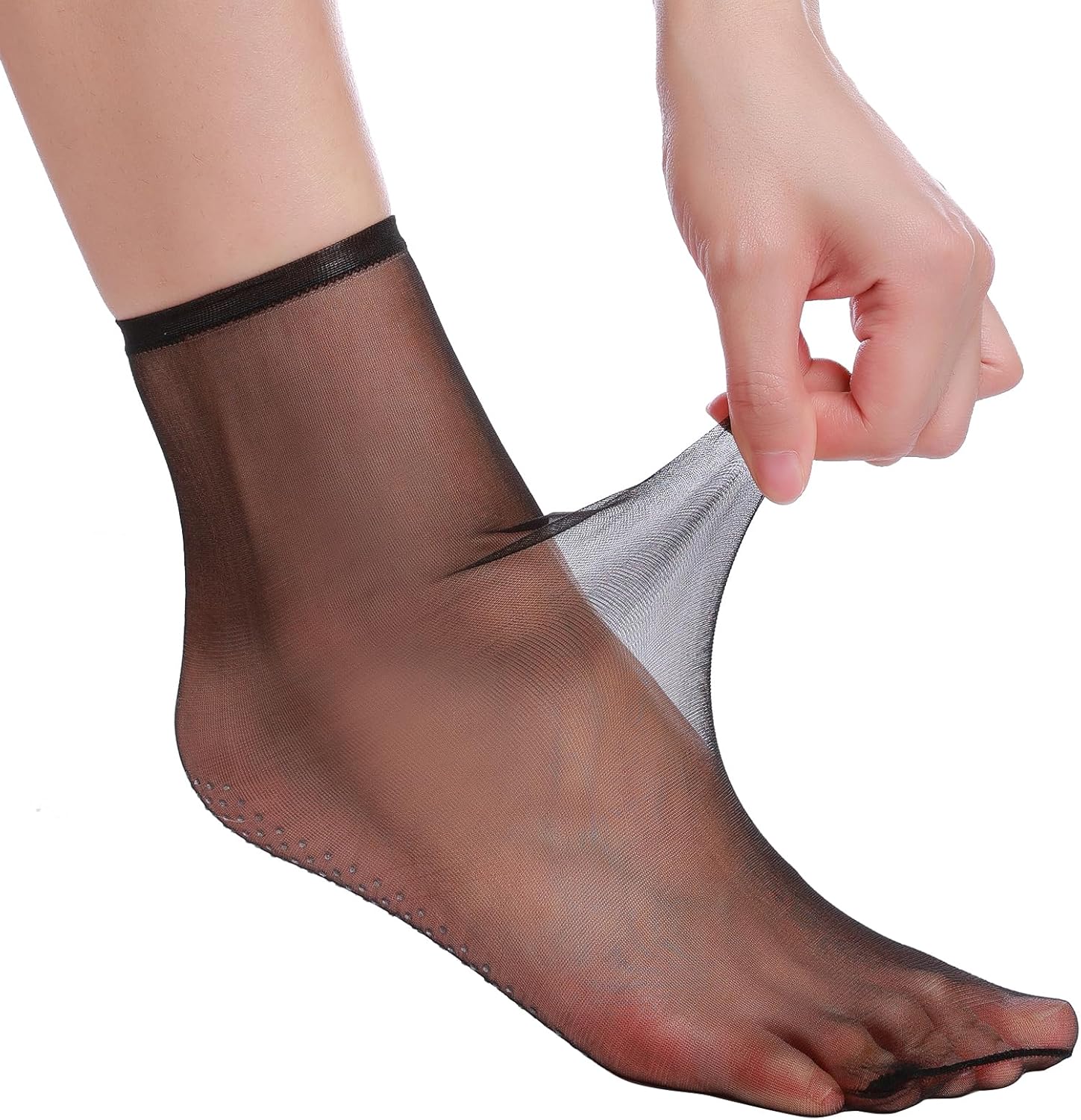 YAGAXI Women's Sheer Ankle Nylon Grip socks - 9 Pack 20D Reinforced Toe Sticky Hosiery Non Slip Everyday Grippers socks - Image 3