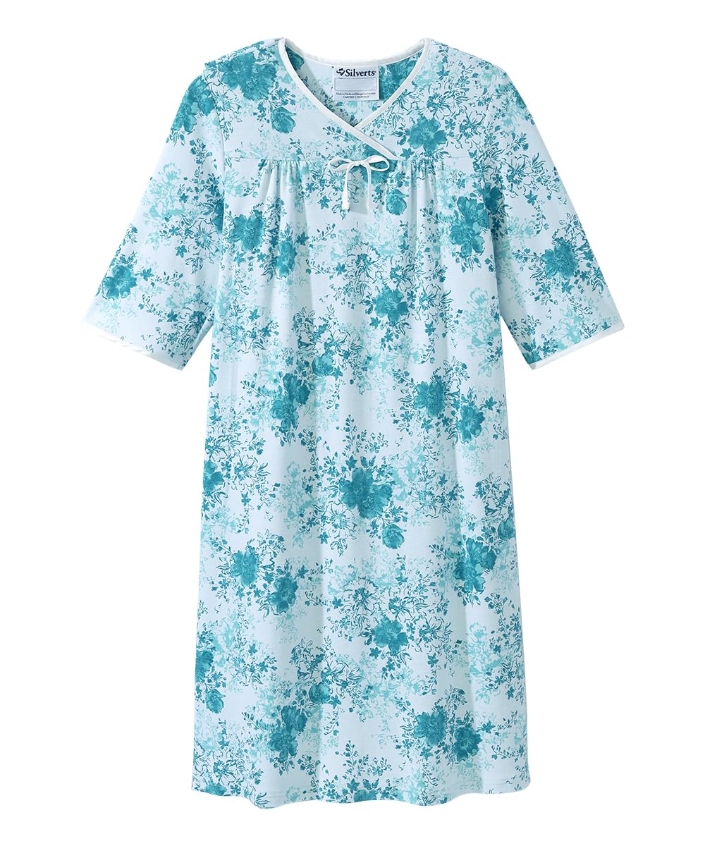 Silvert's Adaptive Clothing & FootwearSilverts Open-Back Hospital Gowns for Women – Comfortable, Dignified, Easy Dressing for Seniors & Patients - 2/3 Sleeve