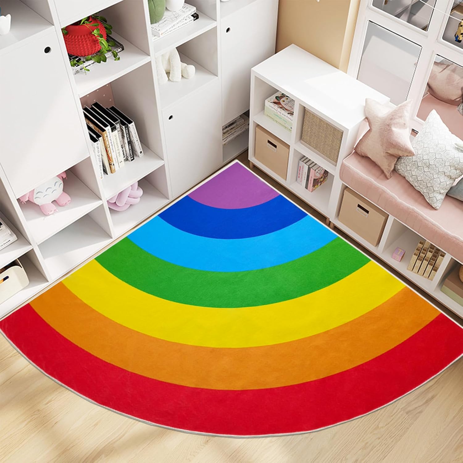 ABREEZE Rainbow Area Rug for Kids Classroom, Home Learning Washable Kids Rug Non-Slip Backing Colorful Rainbow Floor Rug Area Rug Carpet for Room Girls Child Nursery 6'