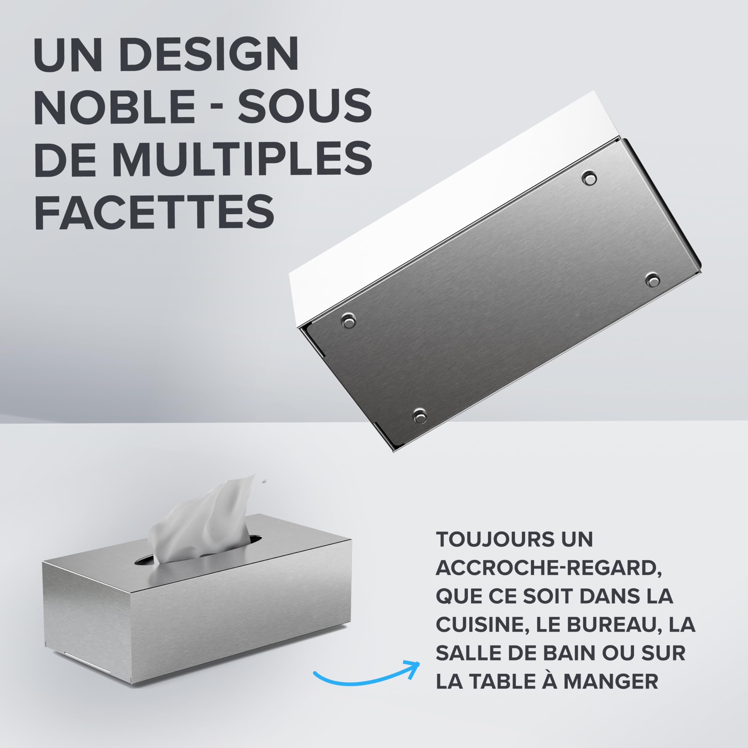 Boîte à Mouchoirs Design Miroir Argenté • Format Rectangulaire • 25,5x13,5x6 Cm • Pour Maison Et Bureau