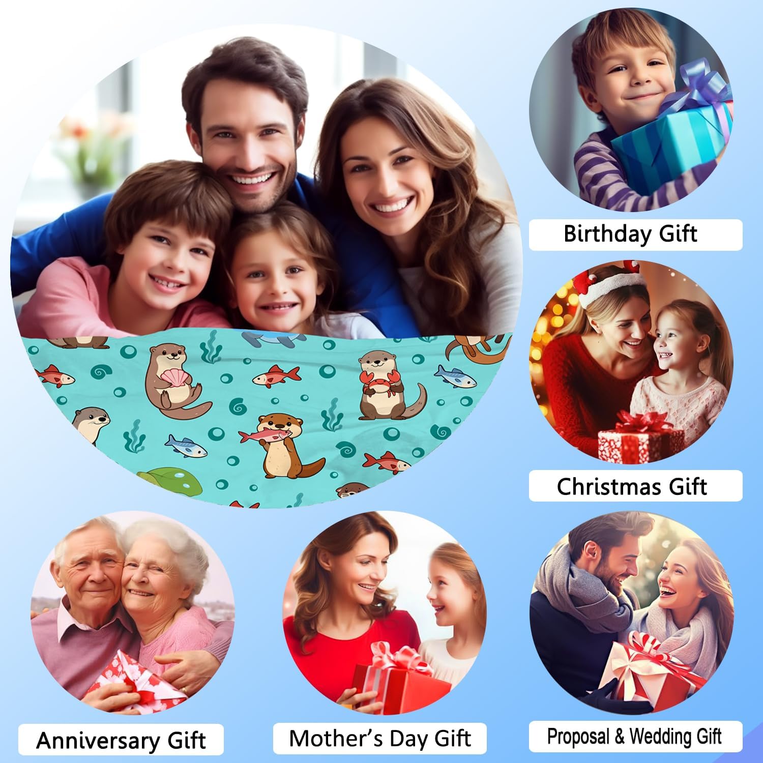 Sea Otter Blankets for Kids Girls Plush Sea Otters Blanket Throw Stuff Bedding Otter Gifts for Girls Kids Boys Women Adults Animal Lovers Birthday Party Decorations 50"X40" - Image 6