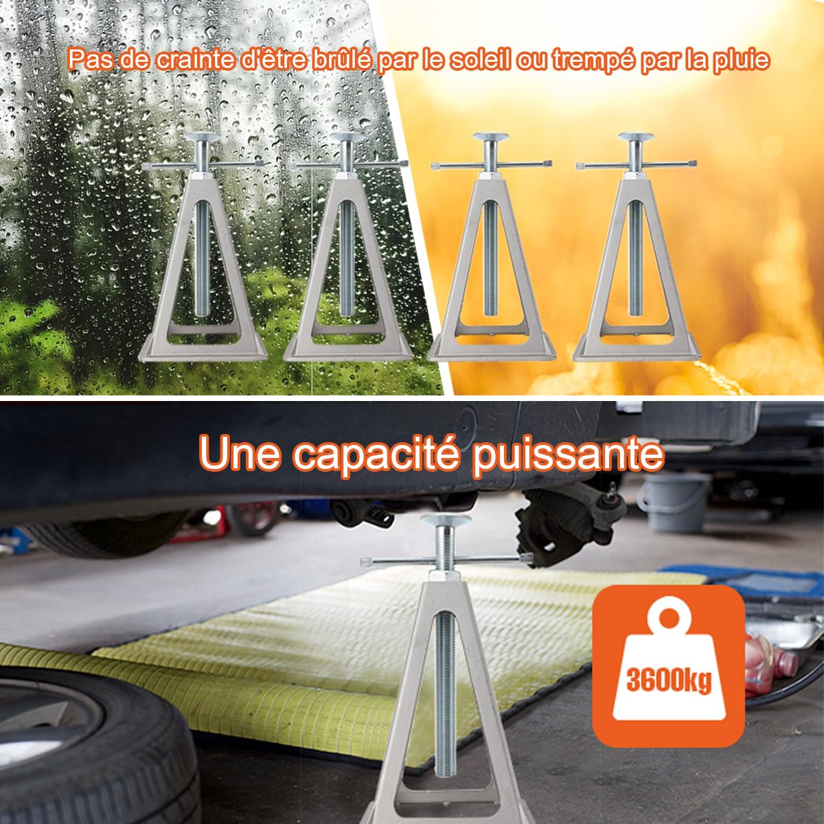 Lot De 4 Chandelles De Stabilisation Pour Caravane - Charge Max 900 Kg Chacune - Hauteur Réglable 27-43 Cm - 4