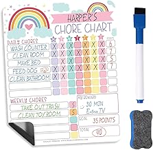 Magnetic Chore Chart for Kids, Dry Erase Habit Tracker Board with Marker & Eraser, Weekly and Daily Routine Planner for Tasks, Behaviour & Independence Training