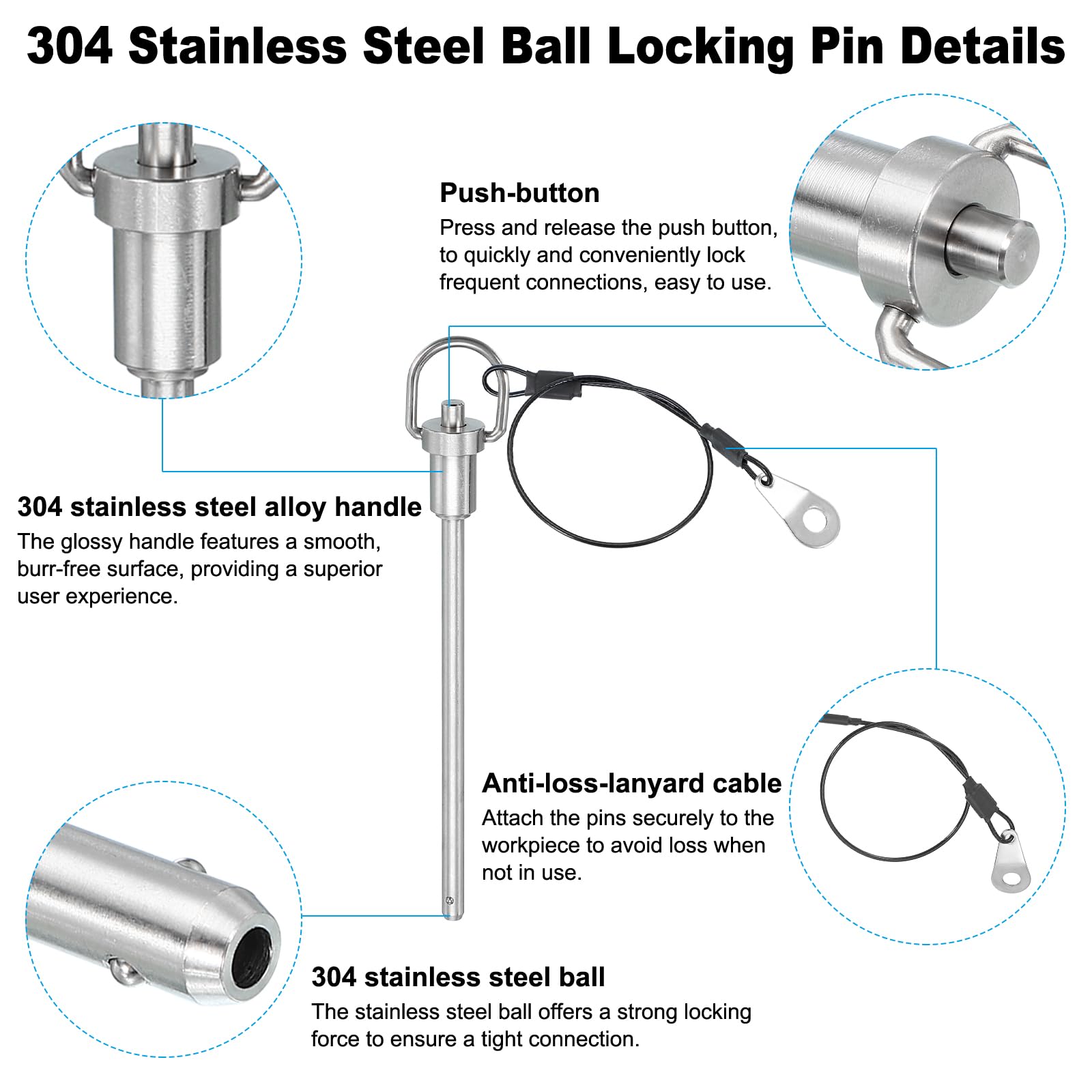 PATIKIL Quick Release Pin 6 x 100mm(1/4" x 3.94") - Image 3