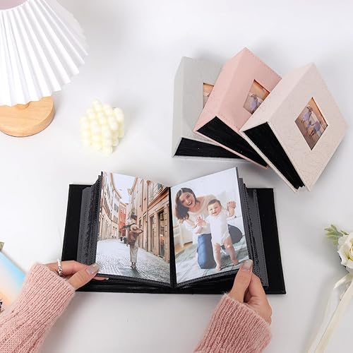 Vista 47 de Álbum de fotos de 100 x 6 pulgadas, 100 álbumes de fotos pequeñas, cubierta de cuero de primera calidad, página interior blanca, álbumes de fotos