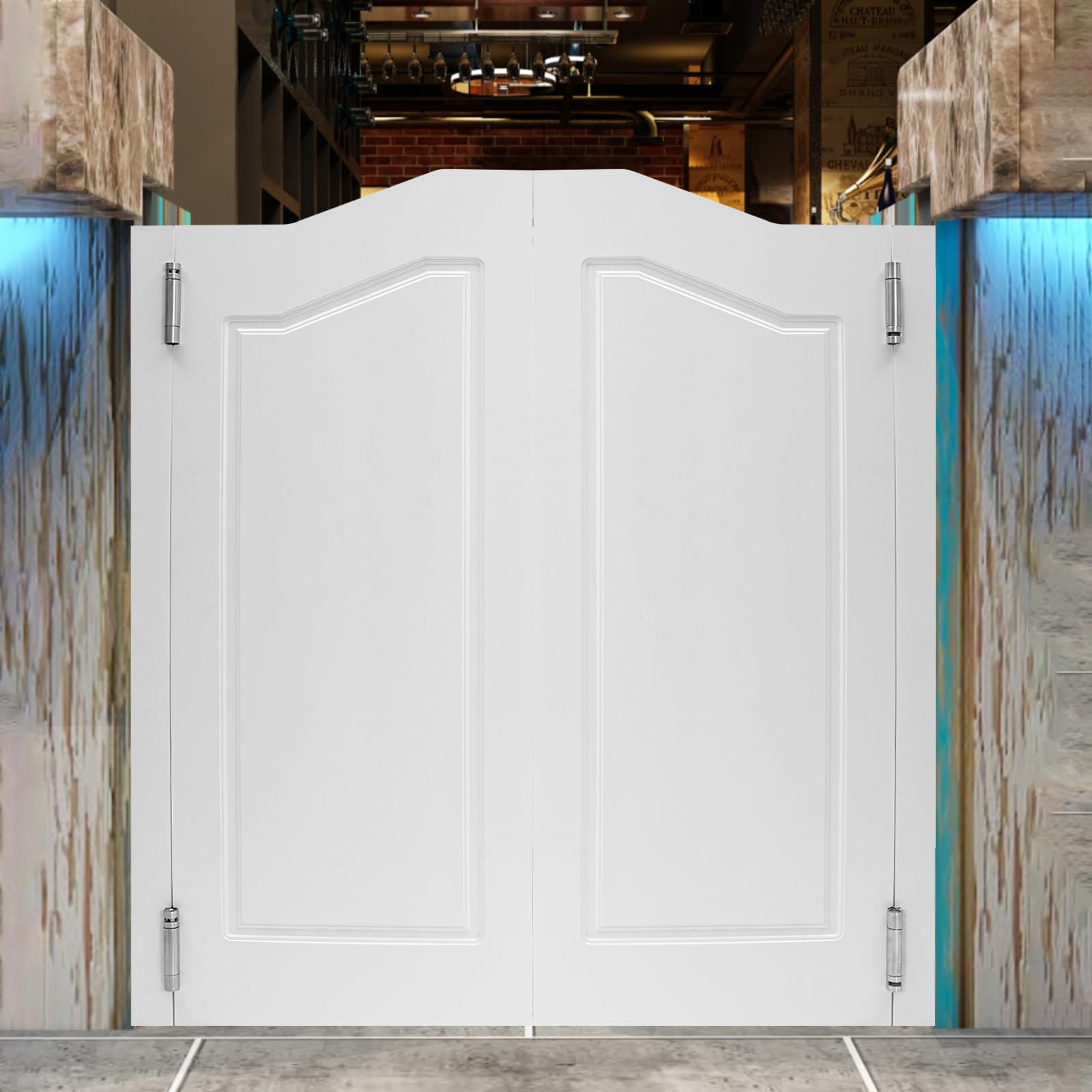 Porta a battente in legno, porta a battente, porta a battente in legno, porta a lamelle interna, 2 ante, 81 x 106,5 cm, spessore porta 3,5 cm, ideale per bar, giardino e salotti, con funzione di