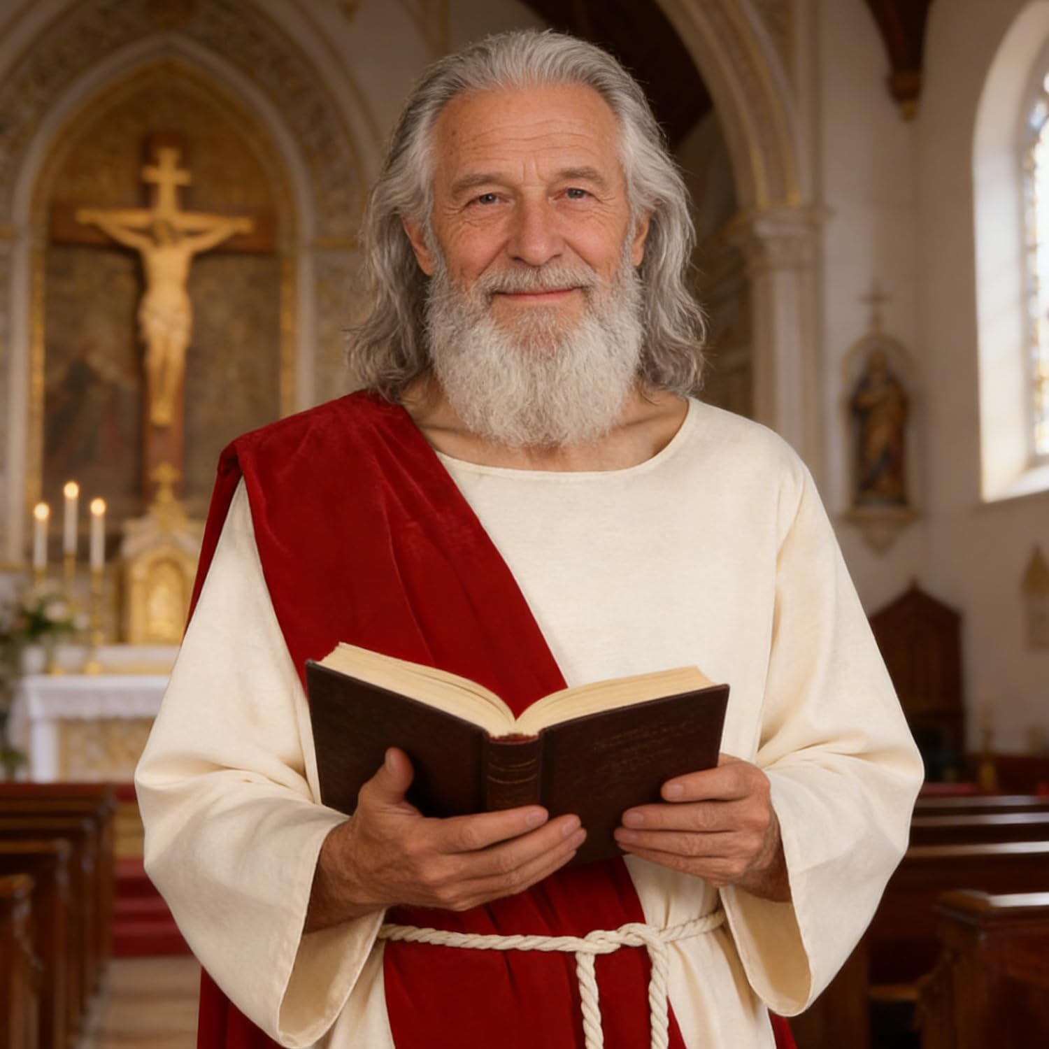 Mens Jesus Costume Robe Greek Toga Wise Man Costume Adult Ancient Roman Cosplay Outfit - Image 4