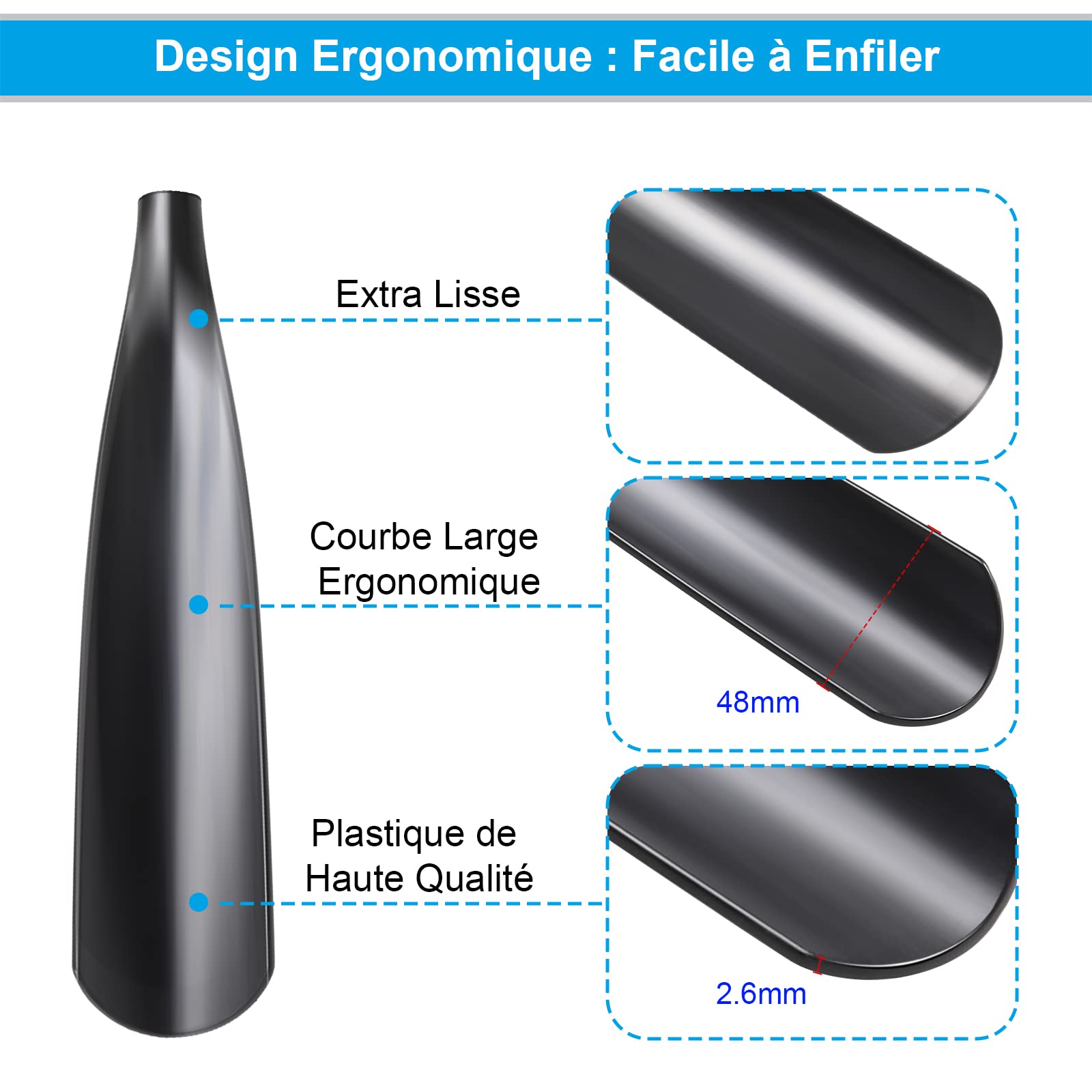 Mishell Chausse Pied Long -Telescopique 41-97 cm, Chausse Pieds Long Manche en Métal et Plastique, Chausse-pied Long, Chaussé Pied Manche Long