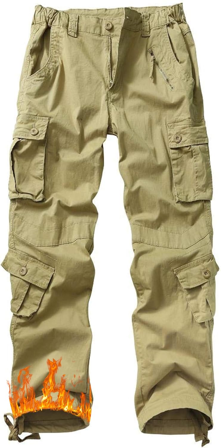 Women's Fleece Lined Cargo Pants Winter Thermal Camo Casual Pants Stretch Insulated Work Pants No Belt