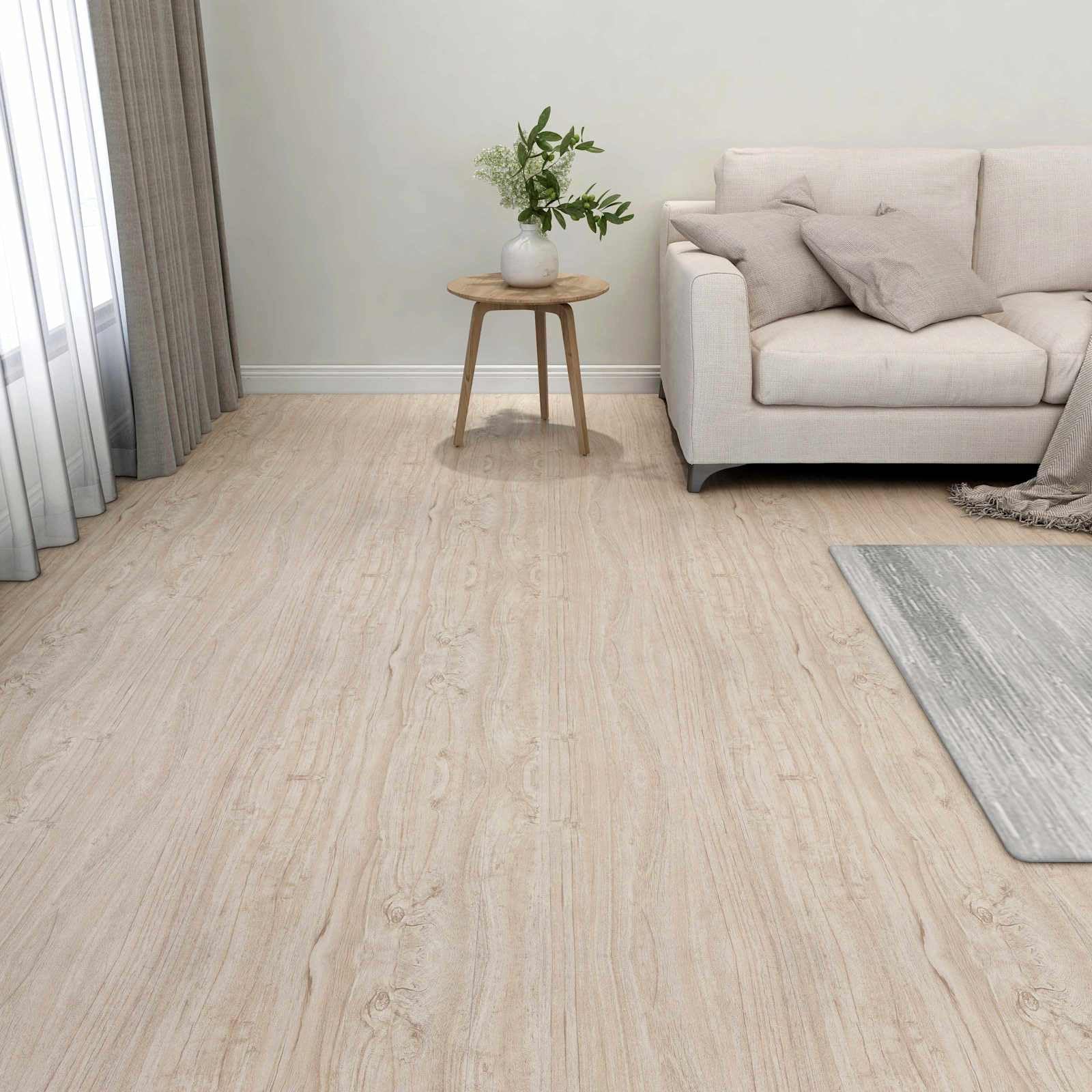 Samoprzylepne płyty podłogowe PCW białe i w kolorze drewna 5,11 m², 55 sztuk, 30,5 x 30,5 x 0,15 cm, do wykładzin podłogowych, płytek winylowych do renowacji wewnątrz