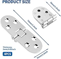 Vista 2 de 4 bisagras plegables de mesa resistentes, bisagra superior abatible para máquina de coser plateada, bisagra de bandeja de mayordomo de aleación