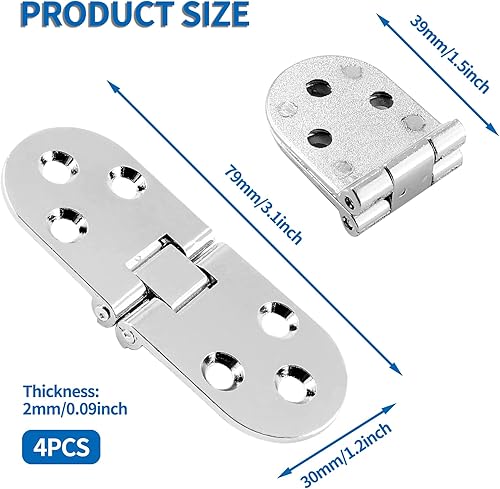 Miniatura 2 de 4 bisagras plegables de mesa resistentes, bisagra superior abatible para máquina de coser plateada, bisagra de bandeja de mayordomo de aleación de