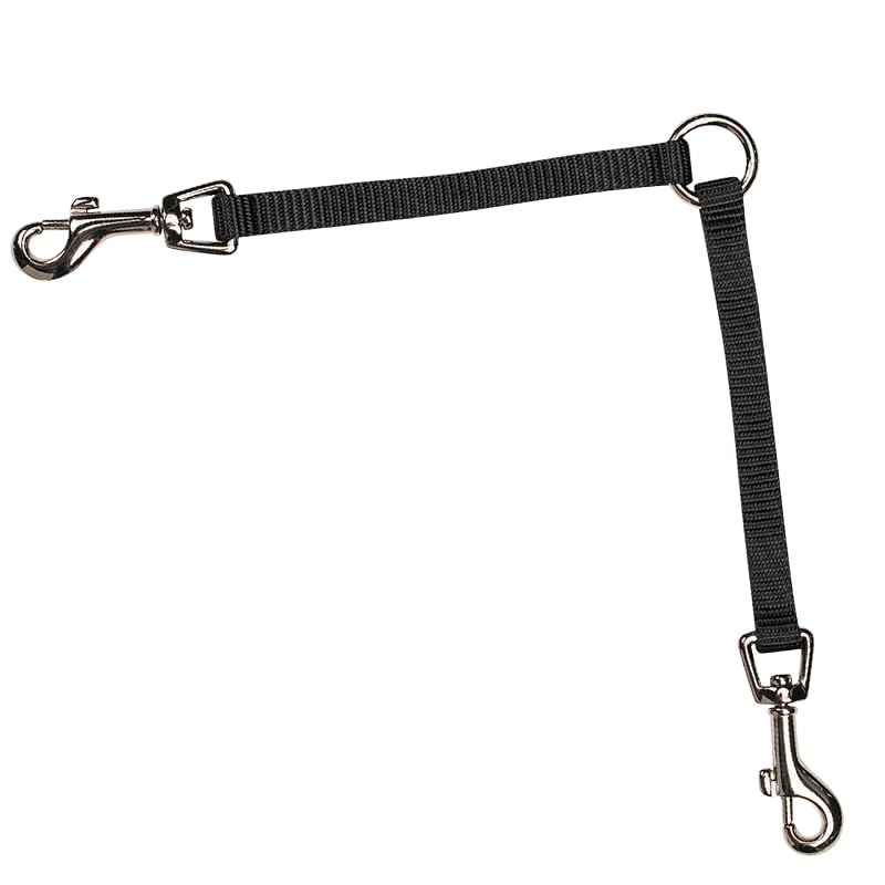 Guia Dupla para Cães Guardian Gear em Nylon com Mosquetões Giratórios Niquelados, 30,48 cm, Preta
