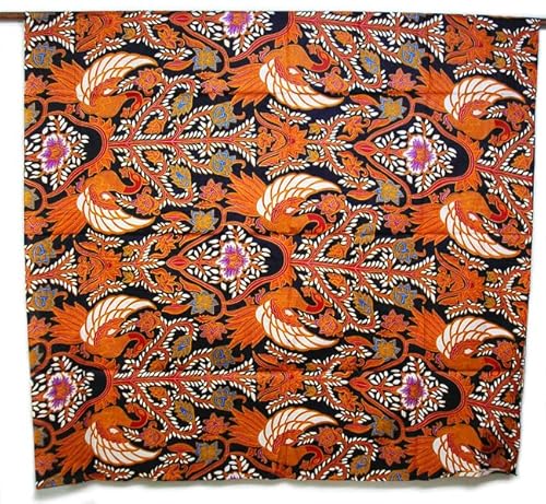 バティック ジャワ 更紗 プリント オレンジ系 リーフ・鳥 アジアン布 おしゃれな 生地 布地 伝統 工芸品 インドネシア アジアン バリ タイ 雑貨 [並行輸入品]のサムネイル