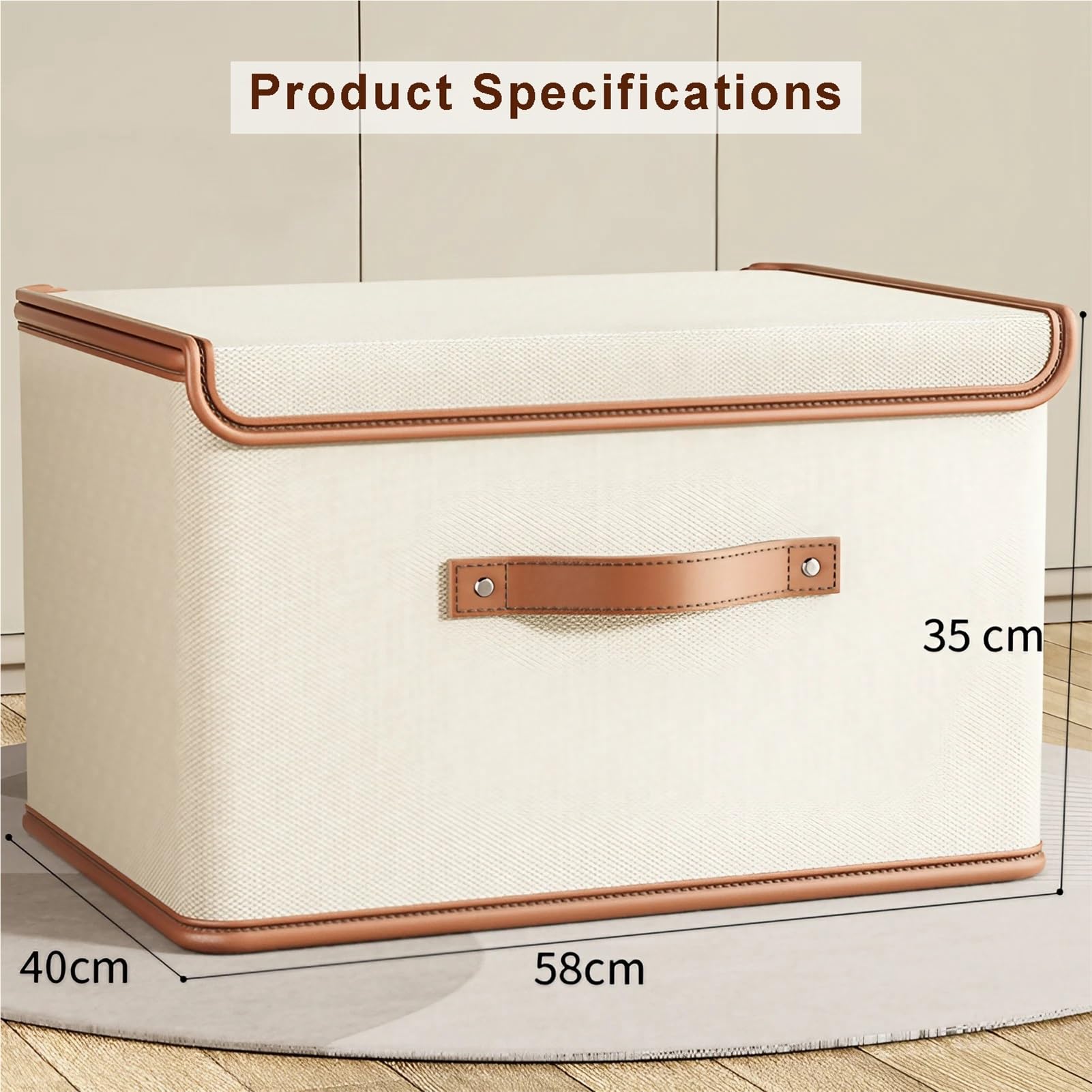 Home Dormitorio Armadio Organizzatore Di Stoccaggio con Coperchio, Scatola Pieghevole in Tessuto Lavabile/Beige/58 * 40 * 35 cm