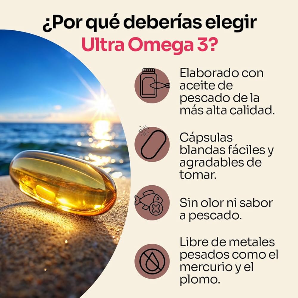 Pack 6 Frascos Ultra Omega 3 Nutrientes Vidalabs México Aceite de pescado  Premium Alta Concentración 400 mg EPA Y 300 mg DHA, Apoyo A La Salud Del  Corazón, Las Articulaciones Y Cerebro