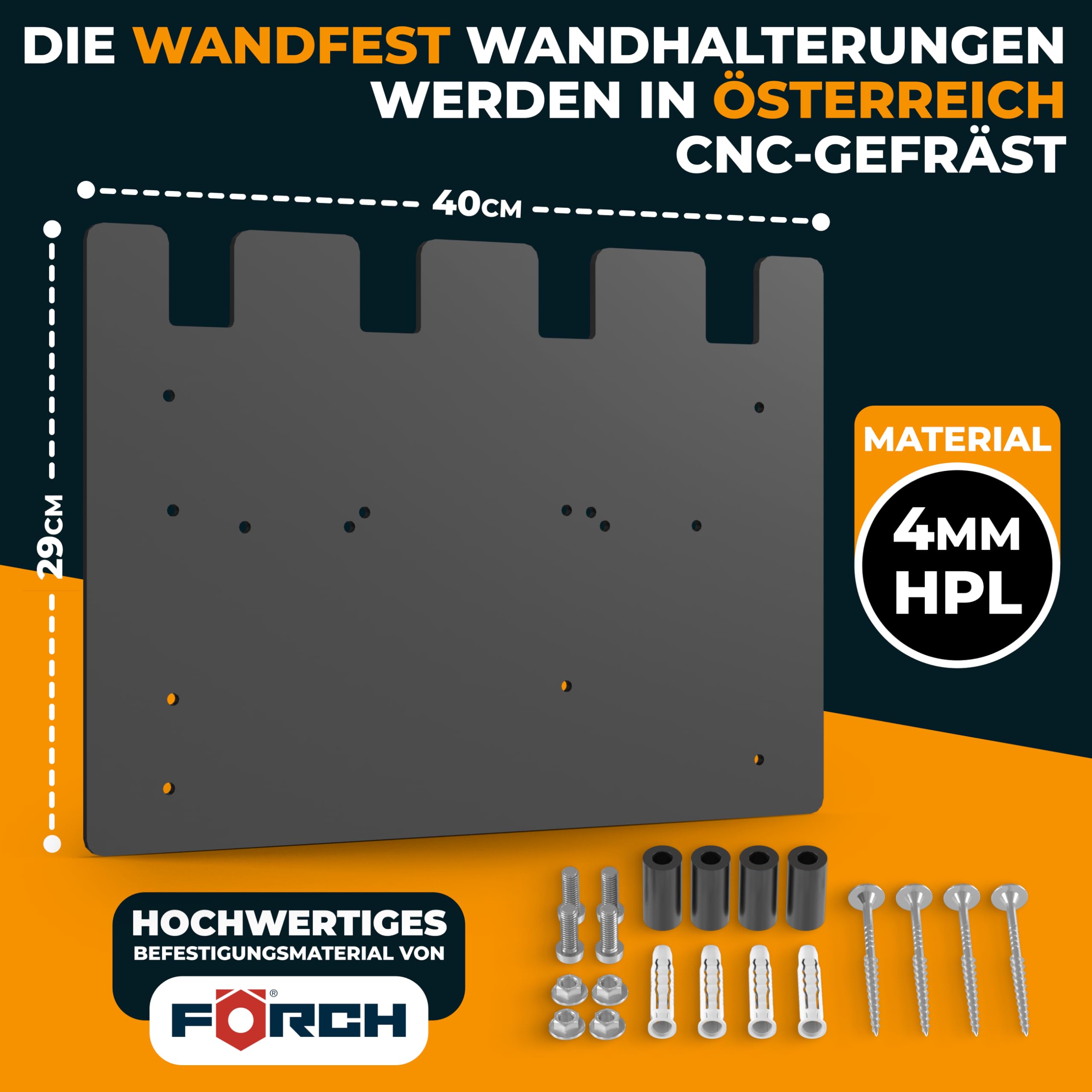 Wandfest® Wandhalterung für Worx Akkus und Ladegeräte - Das Original [Made in Austria] Worx Akku Halterung für 4 Akkus - Jetzt mehr Ordnung in Werkstatt und Garage