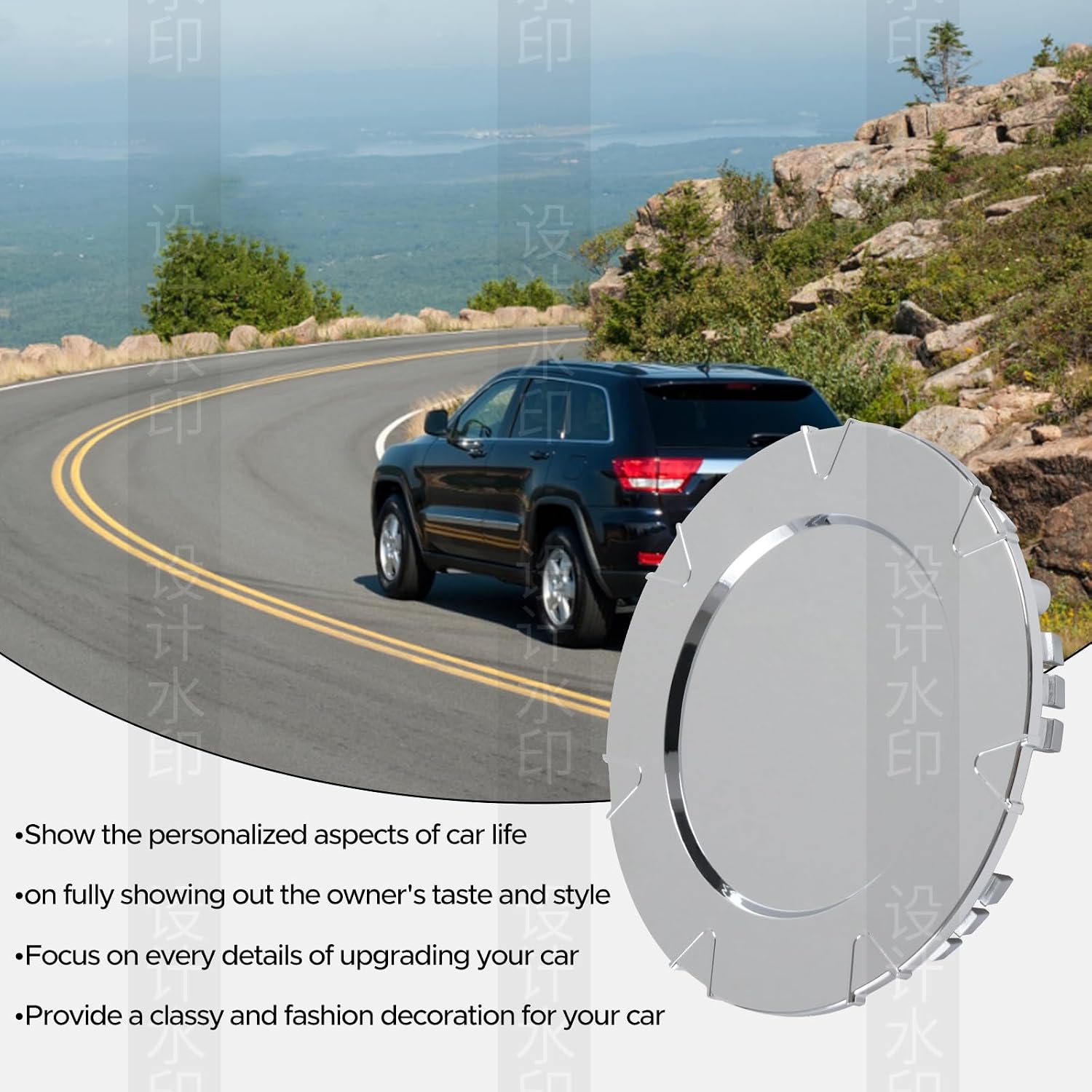 Wheel Hub Center Caps 18 inch Hubcap for Chromed Snap Replacement for 2007-2013 Cadillac Escalade/EXT/ESV 7 Spoke