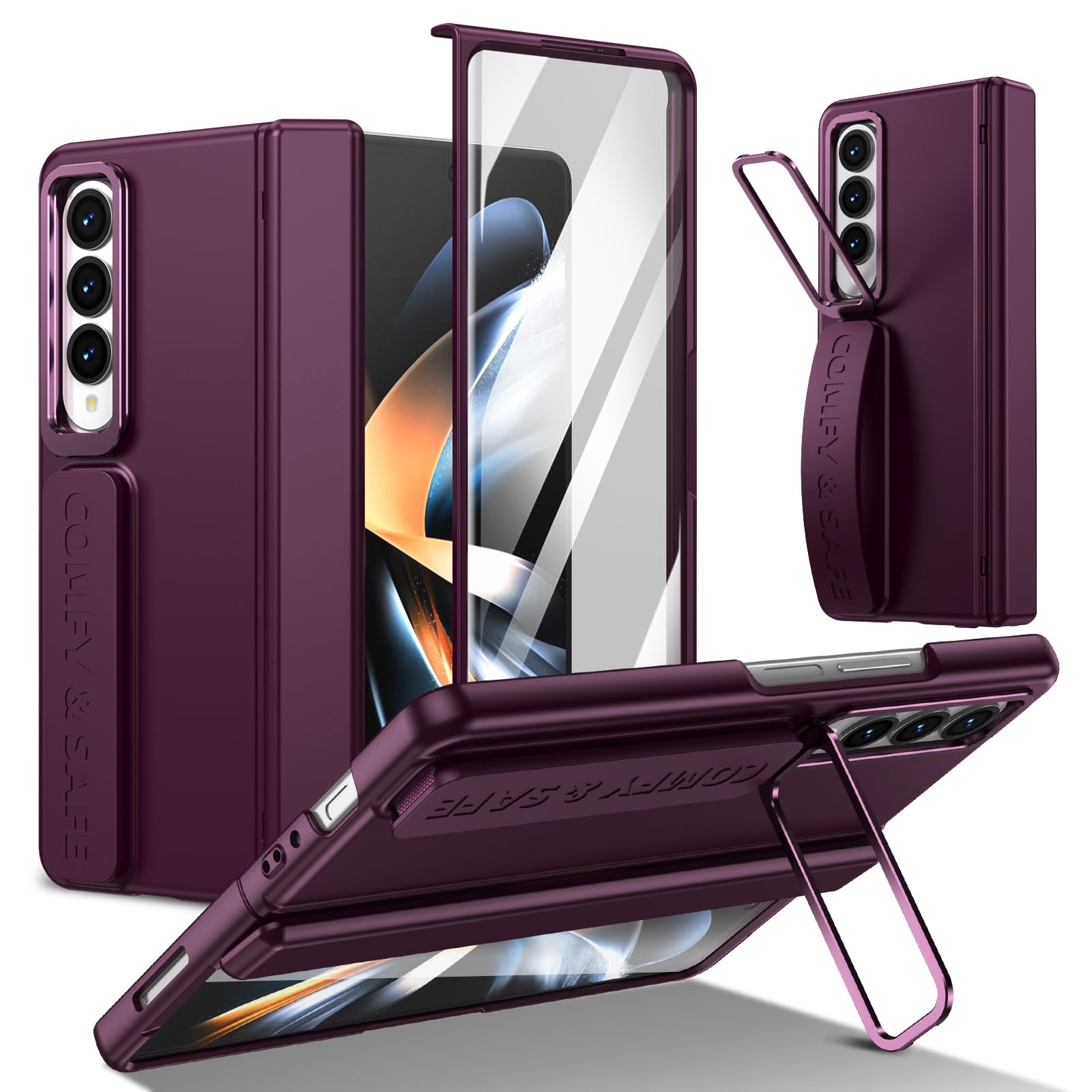 Coque Galaxy Z Fold 4 antichoc avec protection écran intégrée rouge - 8