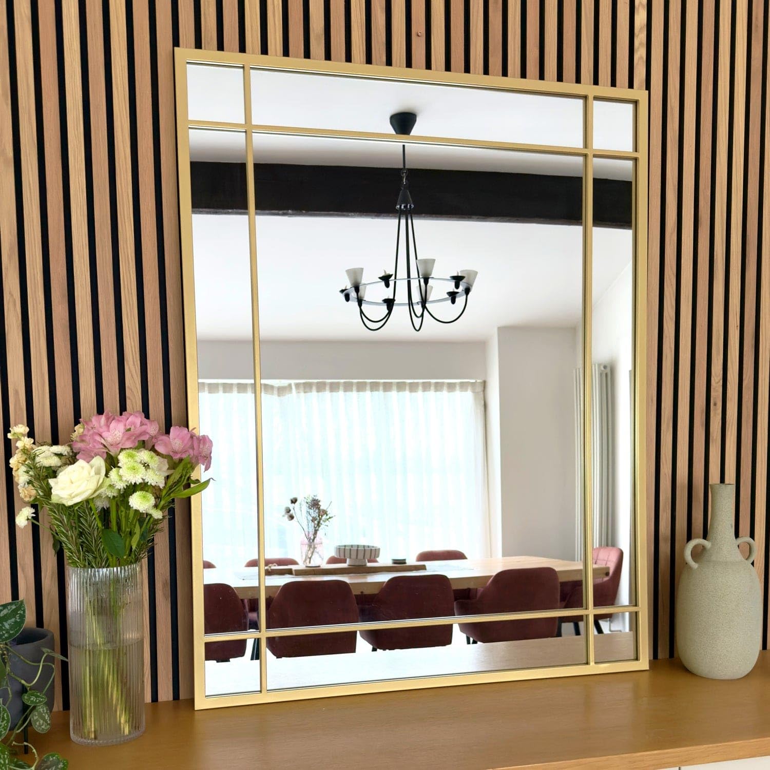 B&Q - Jōbū Jobu HomeAimiGold Metal Rectangle Window Mirror120Cm X 95Cm