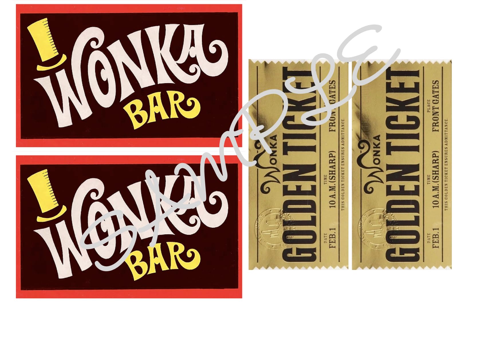 GenericLarge Wonka Bar/Golden Ticket Edible Icing Sheet A4 Cake Topper