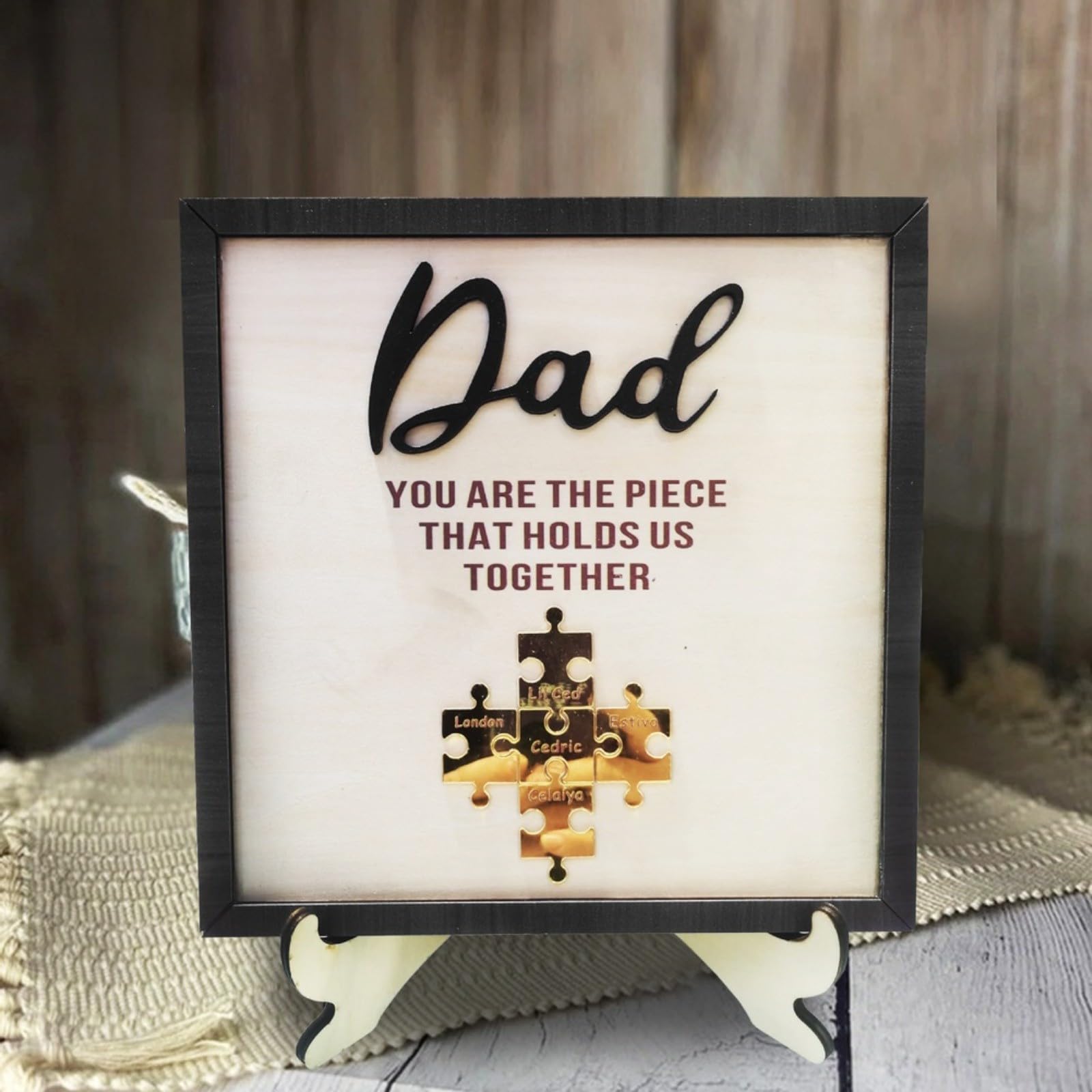 Cornice portafoto in legno personalizzata per papà, idea regalo per la festa del papà, stile europeo (20 x 20 cm)