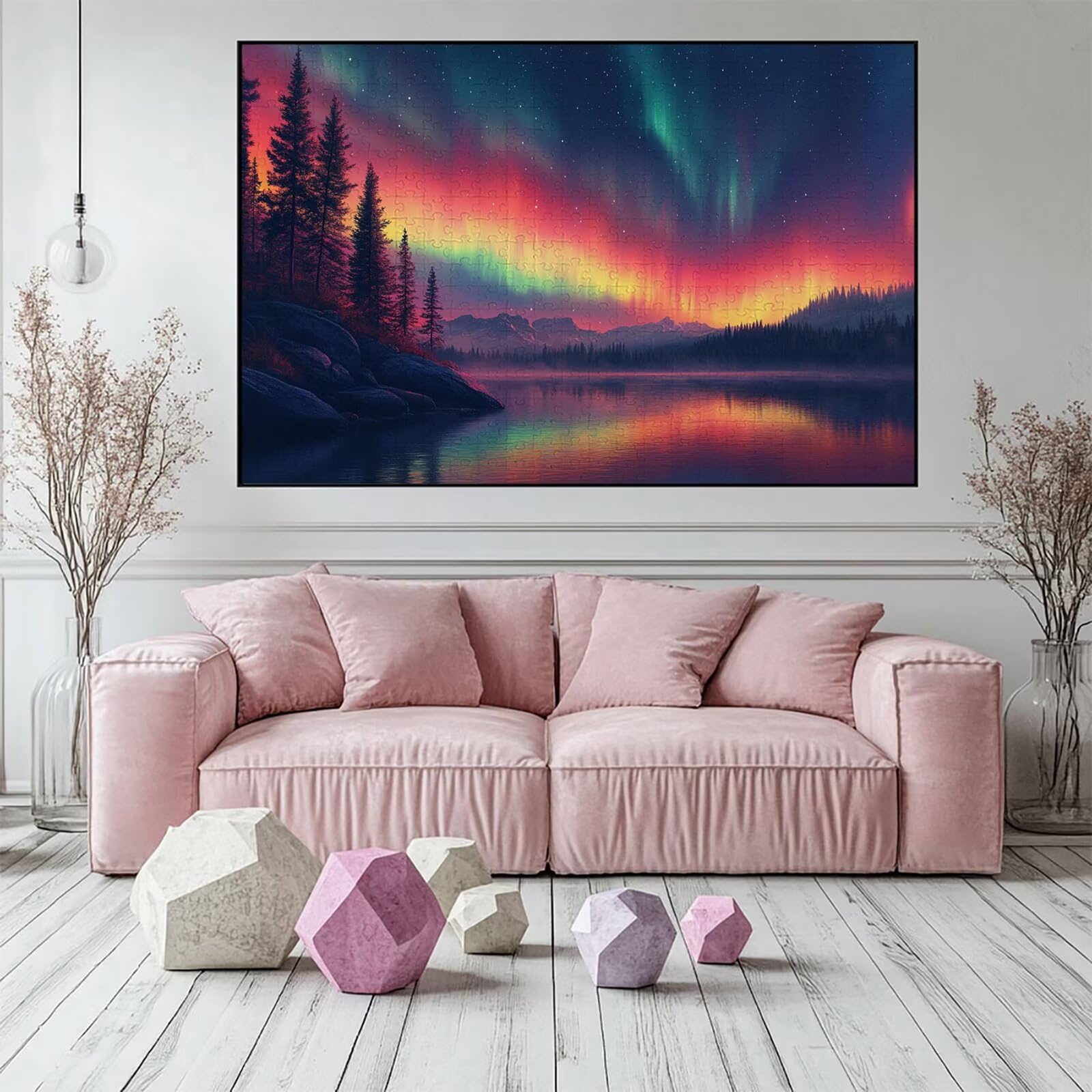 Puzzle 3000 elementów zorza polarna puzzle dla dorosłych jezioro 122 x 81 cm Unikalne rzemiosło klasyczne 3D drewniana układanka do rodzinnych gier aktywnych, układanka do samodzielnego wykonania