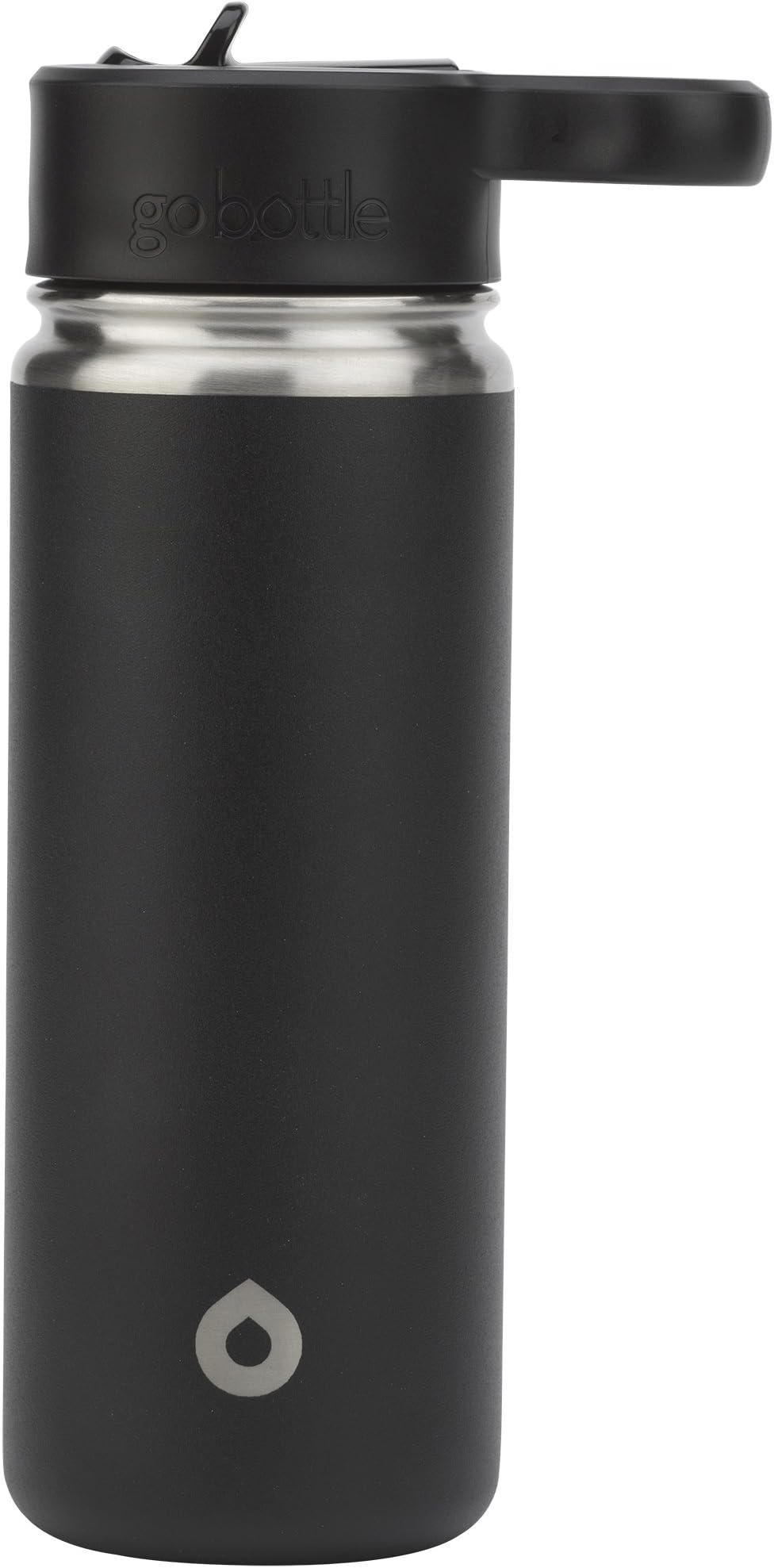 Sipper Double Wall, Vacuum Insulated Stainless Steel, Leak Proof, Flip Up BPA Free Straw Lid Water Bottle, 18oz, Gray