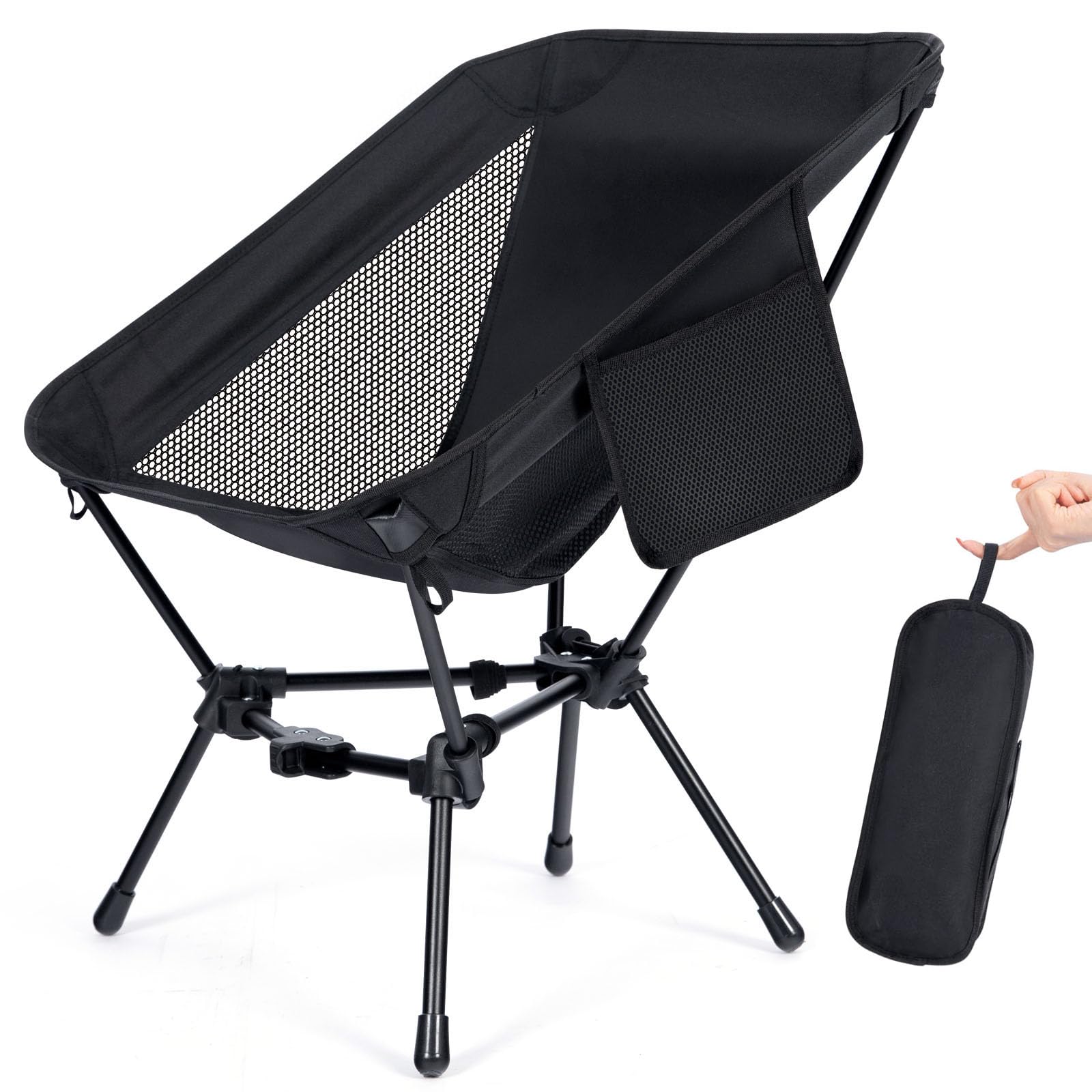 Oragati Folding Camping Chairs, Lightweight and Compact Design for Backpacking, Beach Trips, Outdoors, Black