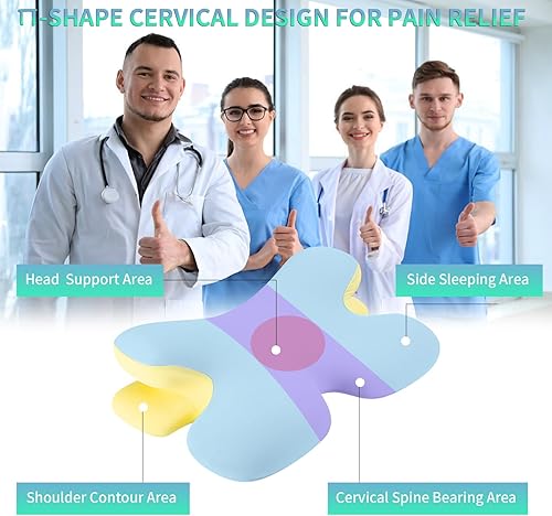 Miniatura 2 de Almohada cervical para el cuello, almohada ortopédica ergonómica de contorno para aliviar el dolor de cuello y hombros con funda de almohada de