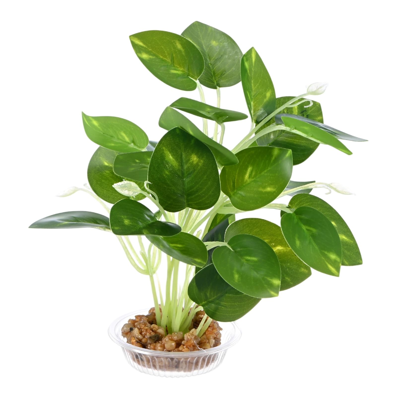 M METERXITY 1-Pack Aquarium Plant, Small Plastic Artificial Plant Water Grass Fish Hide Accessories for Aquarium Decoration/Fish Tank Decoration/Terrarium [Style 6, Green+White]