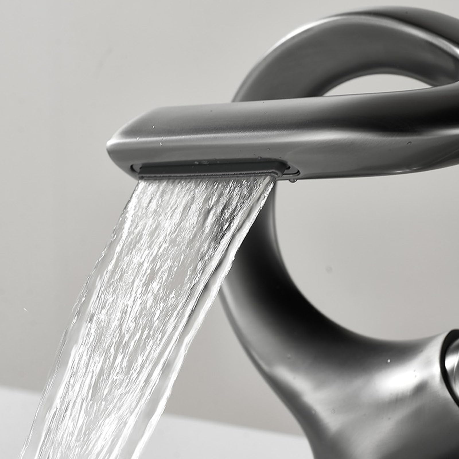 Grifo de Lavabo Moderno Grifos Mezclador de Baño Cascada Monomando Grifo Del Fregadero Baño Pistola de Agua Caliente Y Fría Gris