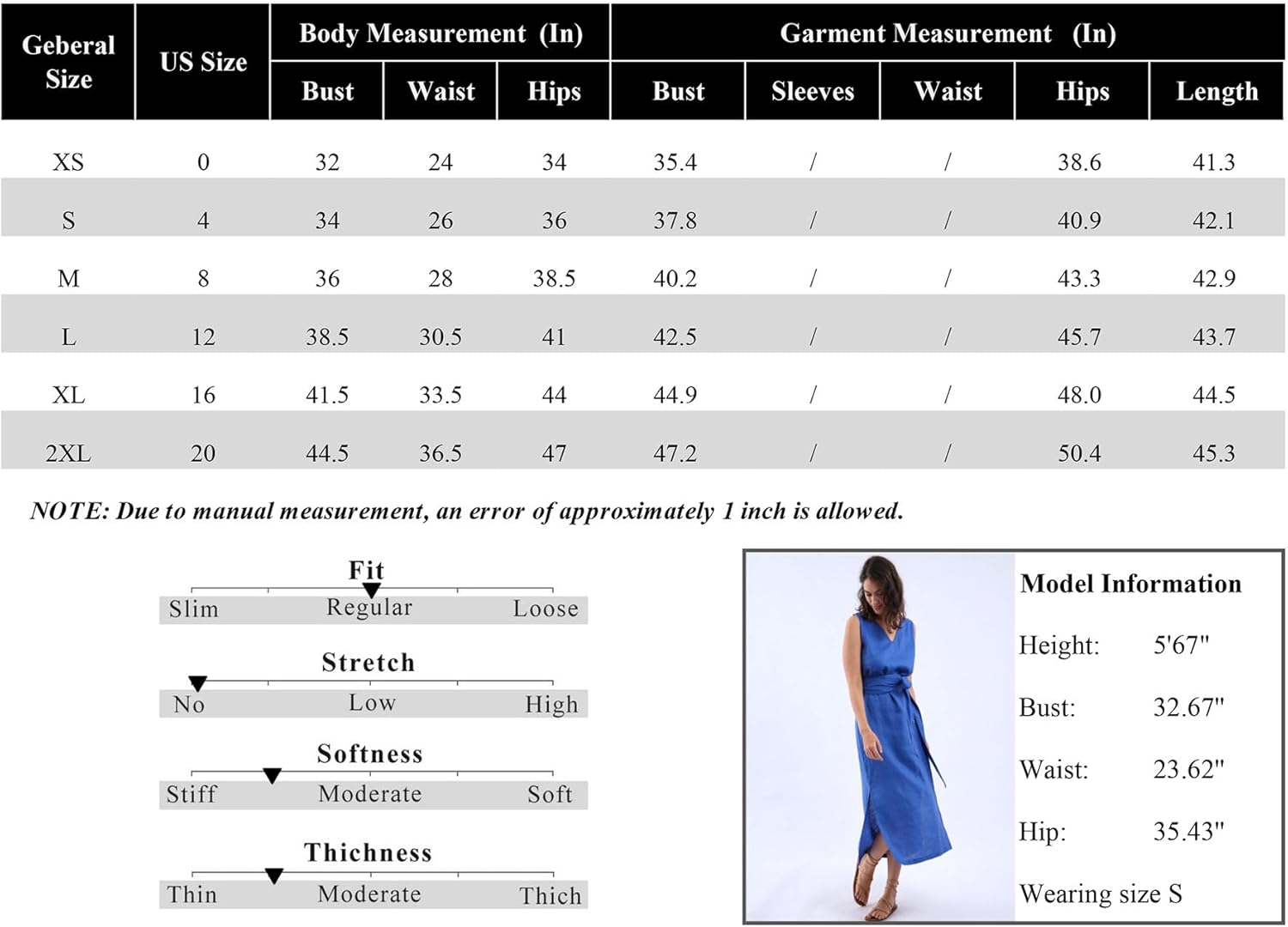 Amazhiyu Womens 100% Linen Summer V-Neck Midi Dresses Sleeveless with Pockets - Image 6