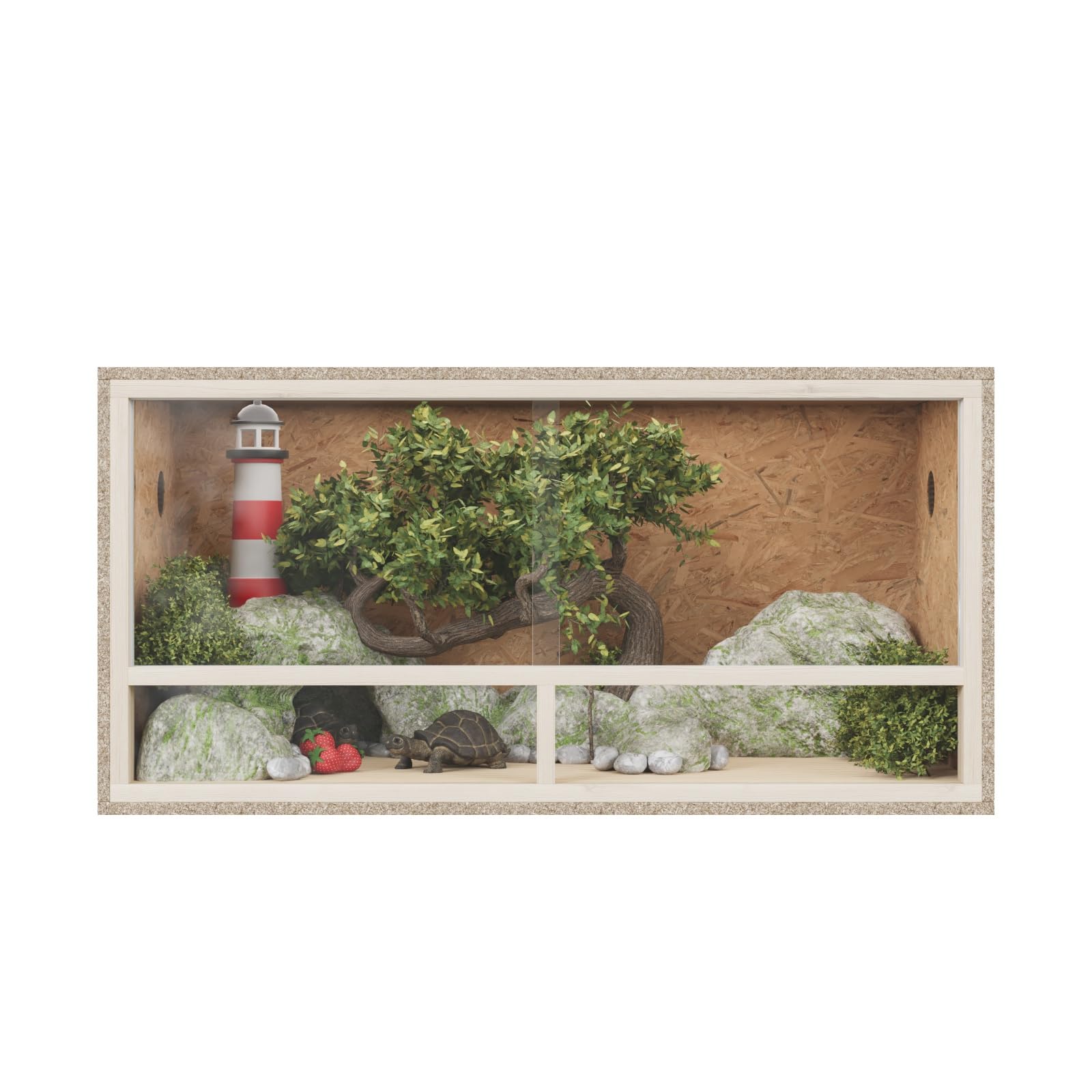 QLS Vivario de madera, 120 x 60 x 60 cm, abeto, rectangular, clásico, marrón, con cerradura, 16 kg, con ventilación lateral, para serpiente