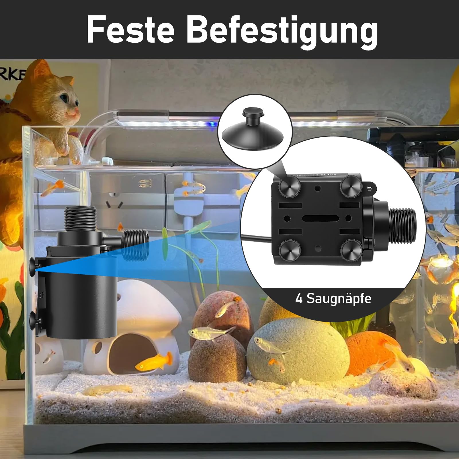 Wasserpumpe 12V 800L/H 5M, Wasserpumpe Klein mit 5 Gang-Drehzahlregelung, Tauchpumpe Aquarium Pumpe mit 2 M Kabel für Aquariumpumpe, Teichpumpe, Springbrunnenpumpe, Wasserspielpumpe