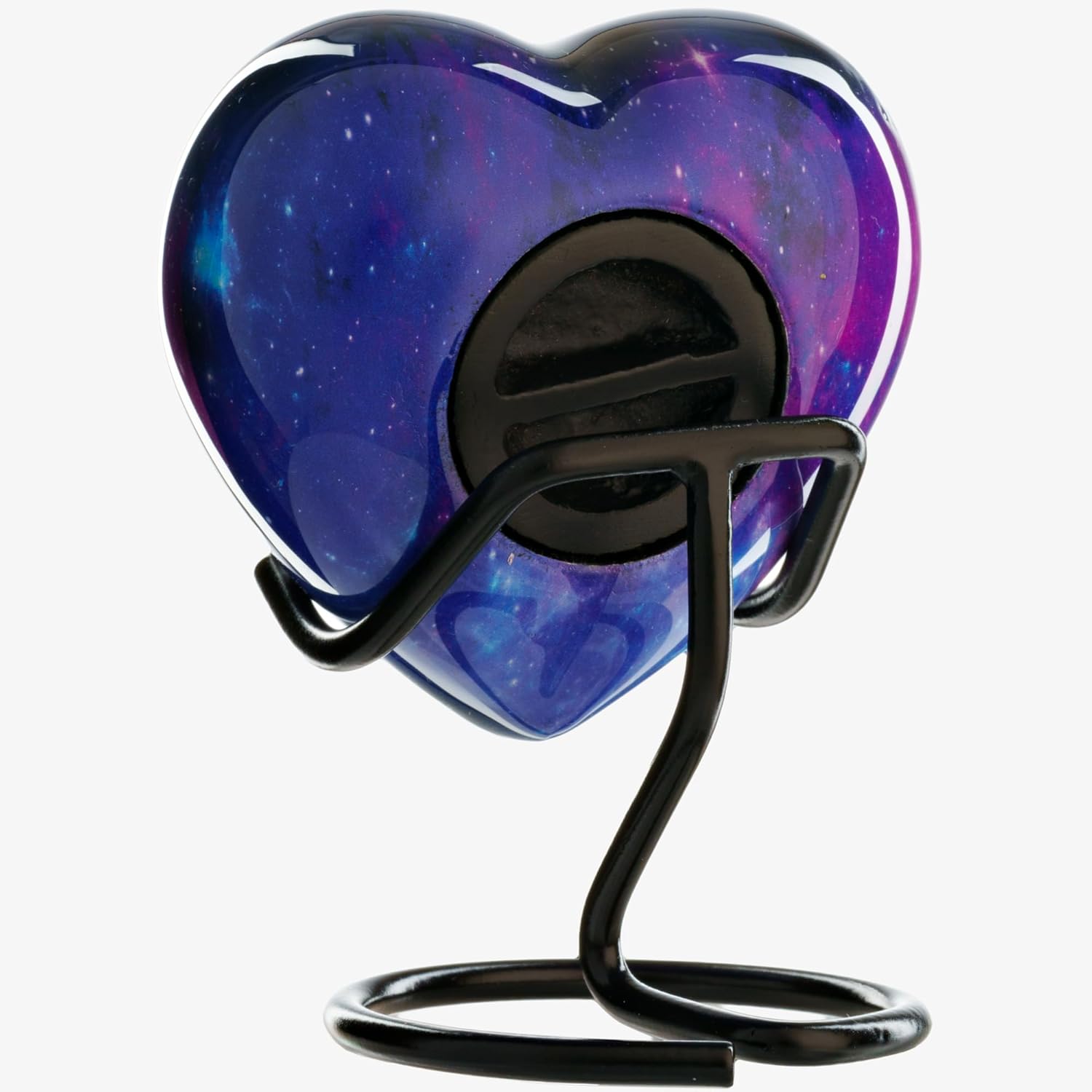 Galaxy Heart Urn Keepsake for Men - Small Heart Cremation Urn with Stand - Universe Mini Urn with Stars - Blue Cosmic Heart Shaped Urn - Heart Urn for Men Male Dad Adults & Infants - Image 3