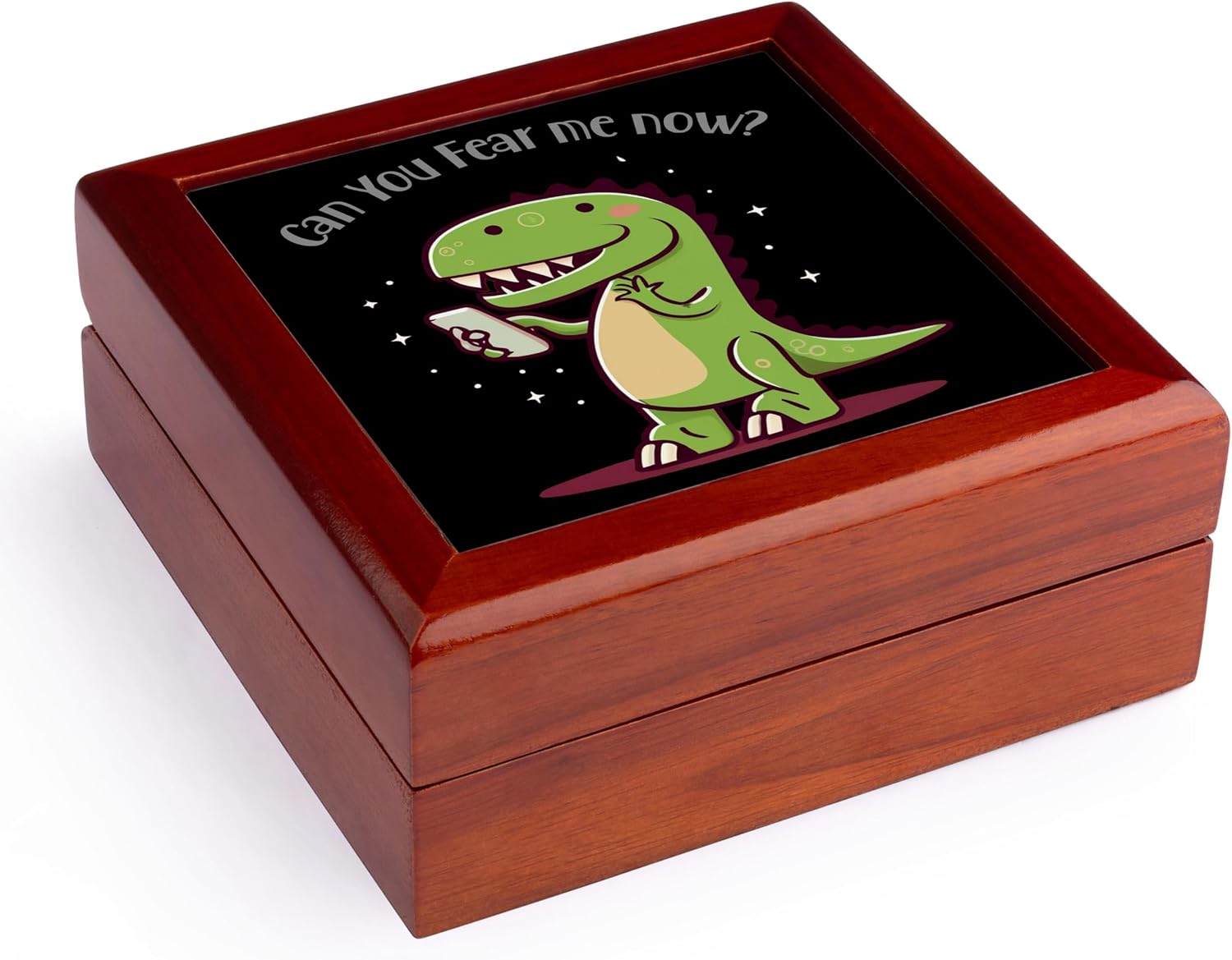3dRose T-rex Dinosaur Cell Phone Jewelry Box 7 x 7 inch with 4 inch tile
