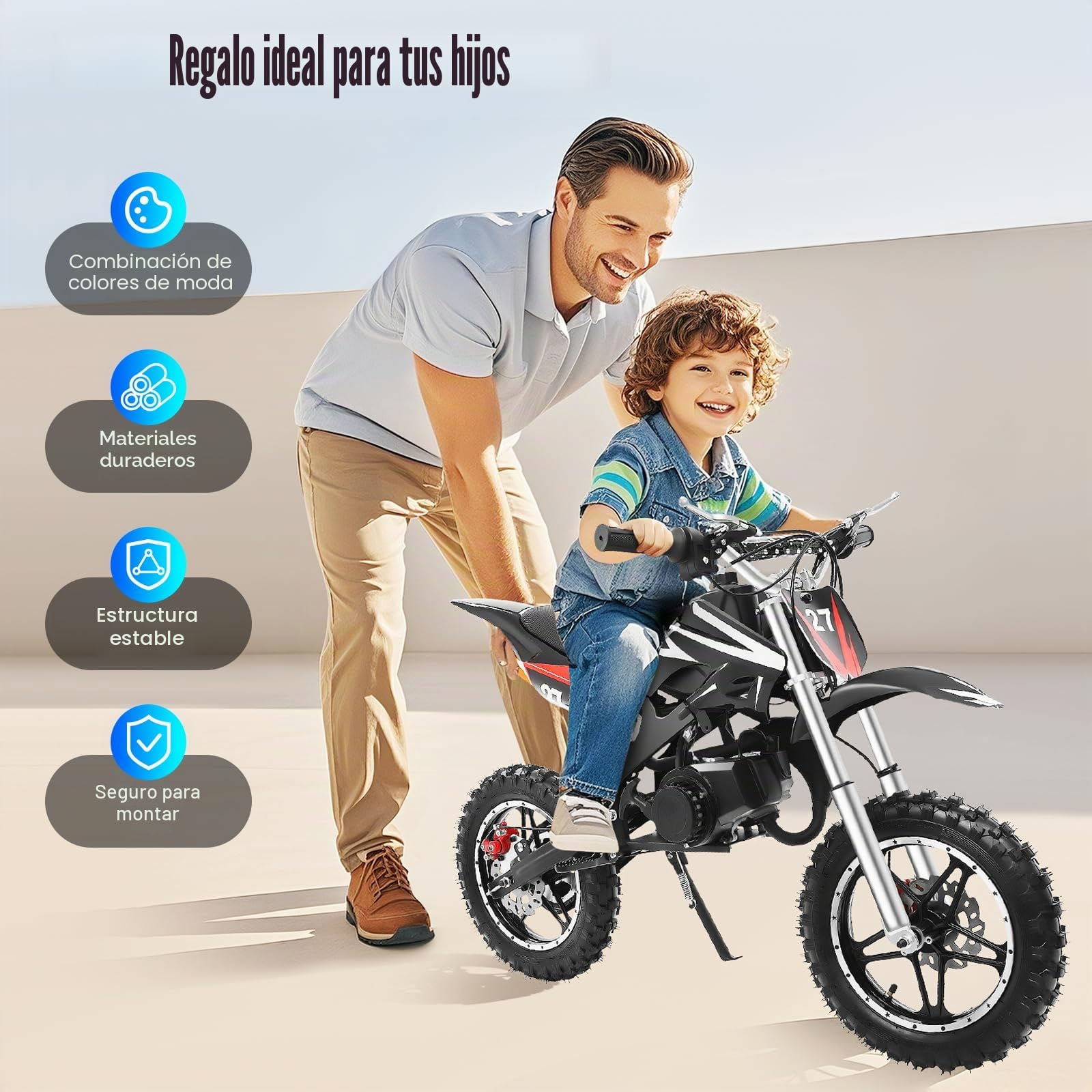 Bicicleta de cross para niños, 2 tiempos, 49 ccm, motor de 10 pulgadas, moto de bolsillo, Dirt Bike | Motocross | Pocketbike | Motorsport Dirtbike