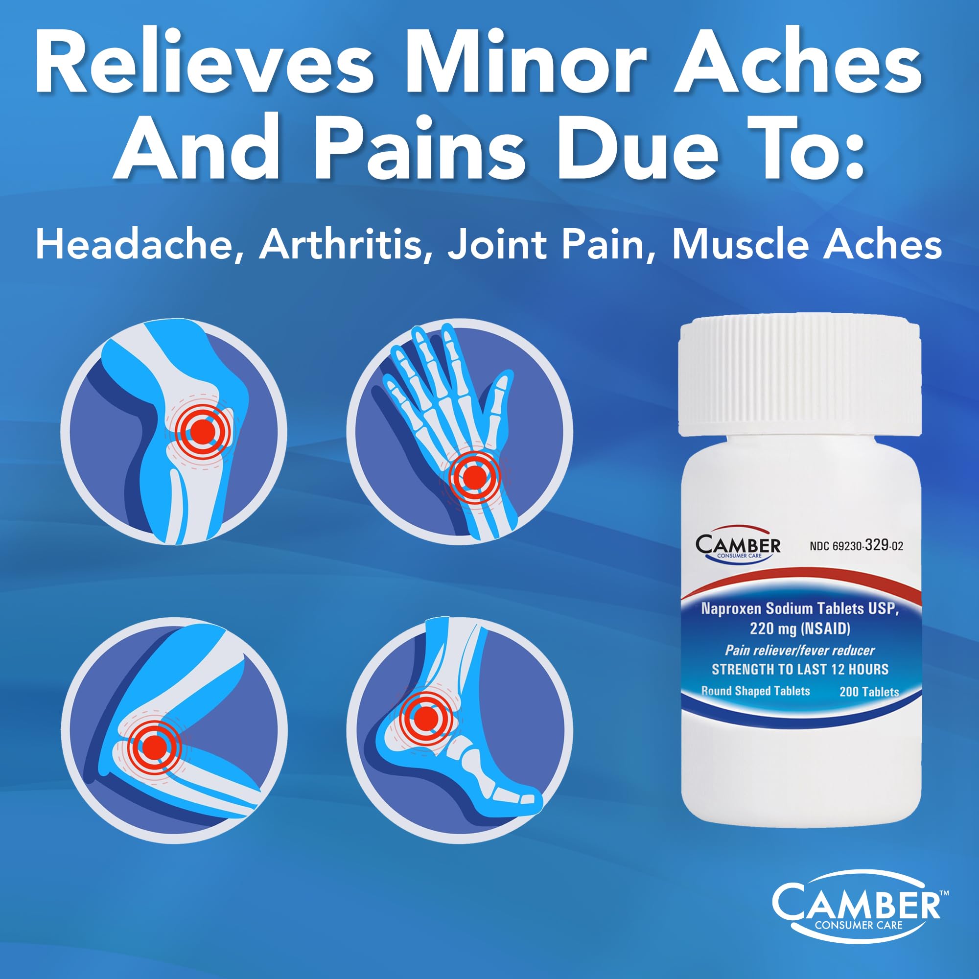 Camber Naproxen Sodium, 220 mg - Pain Reliever and Fever Reducer (200 Count) — Amazon image 4