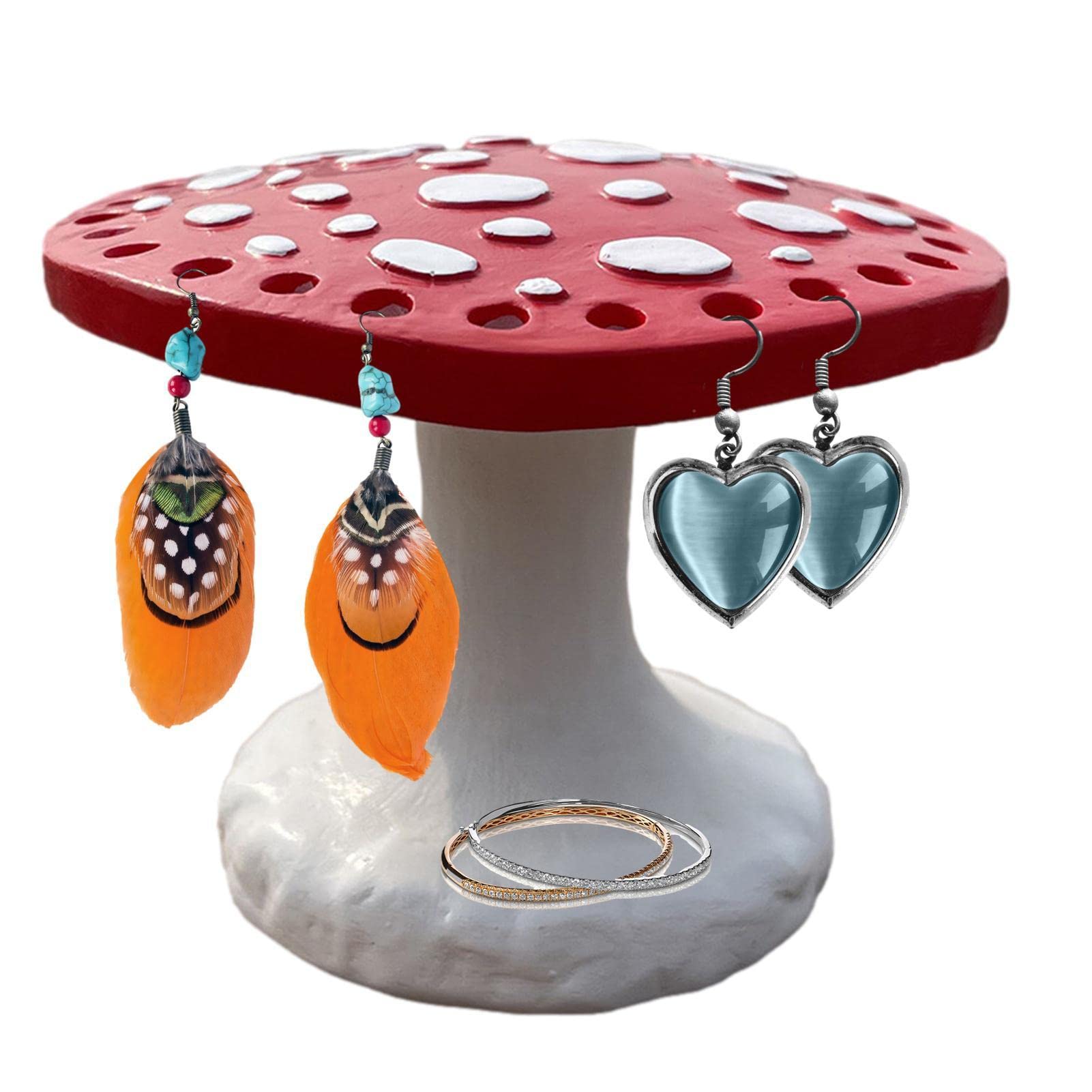 Porta Orecchini E Gioielli A Forma Di Funghetto, Organizzatore Da Tavolo In ABS, Simpatico Regalo Per La Casa E La Vanità, Dimensioni 9,3x7x6,4 Cm - 3