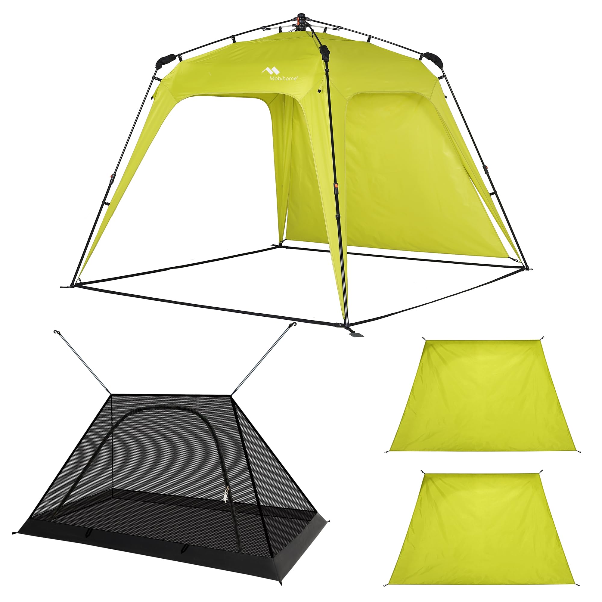 8.2'x8.2' Pop Up Canopy Tent Easy One Person Setup Instant Outdoor Beach Canopy Folding Portable Sports Shelter with 3 Sidewalls and Mosquito Net