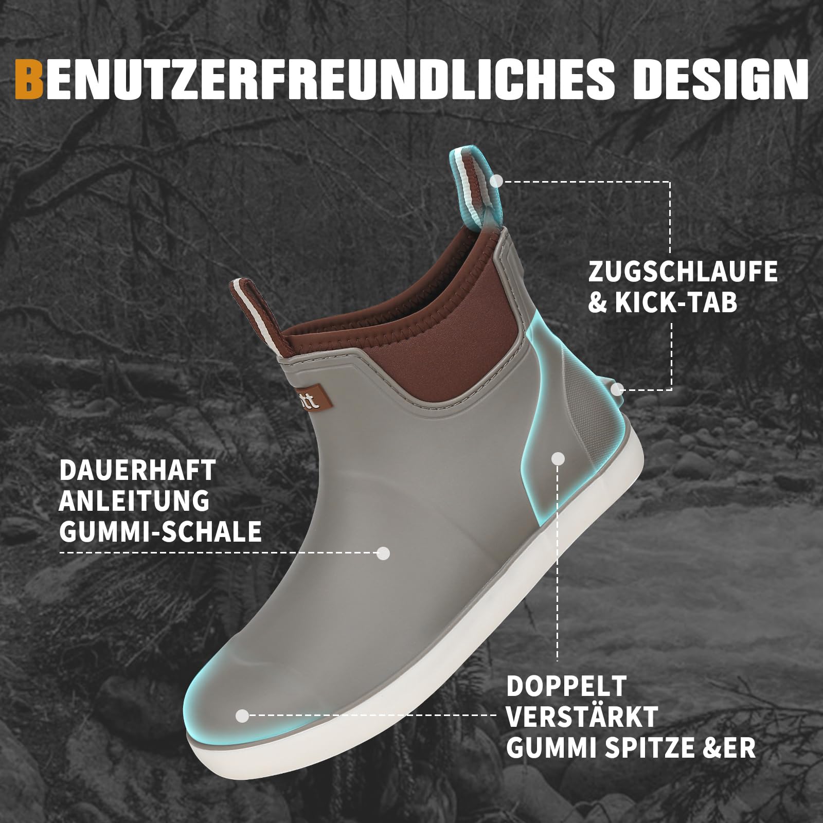 Yenxapei Stivali Gomma Uomo, Stivali Da Pesca, Stivaletti Antinfortunistica Uomo, Da Esterno Antiscivolo Da Pioggia Shorty Boots, Comode Leggere Scarpe Da Giardino