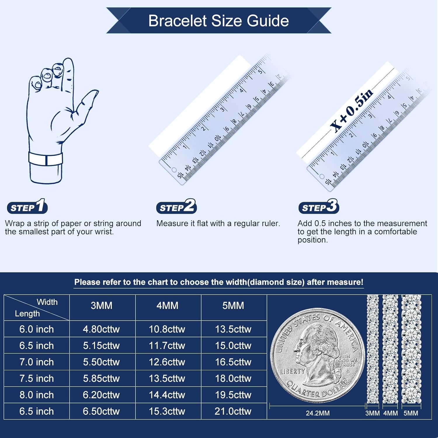 2-6.5mm Moissanite Tennis Bracelet for Women mens Bracelets Gifts Diamond Tennis Bracelet Gifts - Image 4