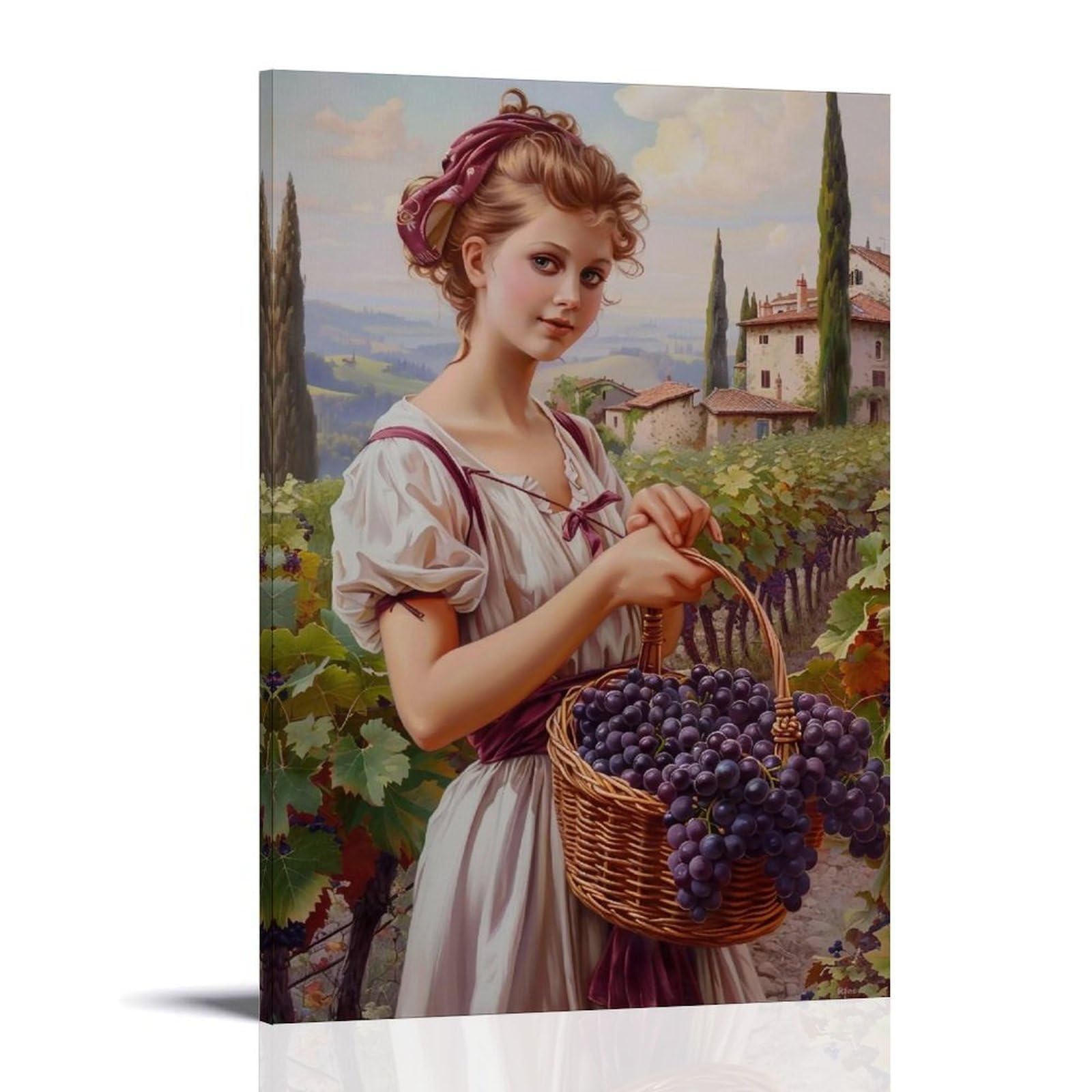 Hueryryhy Frame-Style 20X30inch Nostalgic Tuscan Vineyard 02 Poster Wall Art Canvas Vintage Aesthetic Painting Decor For Rooms 20X30inch Frame-Style