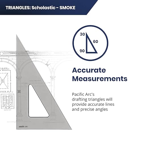 Miniatura 2 de Pacific Arc 's Scholastic Triangle - 10 pulgadas - Humo - 3060 Ángulo - Poliestireno - Borde de entintado - Herramientas técnicas de dibujo, dibujo,