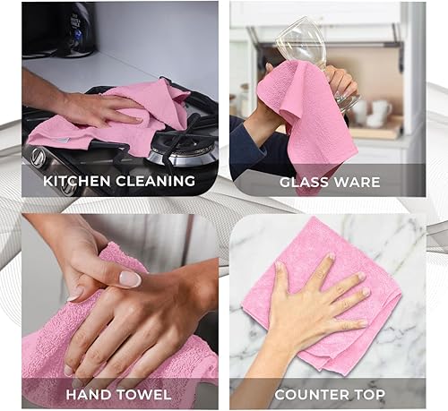 Miniatura 7 de Avalon Towels Toallas de algodón Paquete de 24 unidades, 12 x 12 pulgadas, 100% algodón hilado en anillo, toallas faciales suaves y absorbentes,