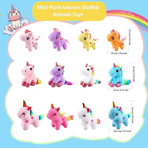 Miniatura 2 de Paquete de 24 minijuguetes de unicornio de peluche a granel, lindo unicornio de peluche pequeño con arco iris para Navidad, Pascua, boda, fiesta de