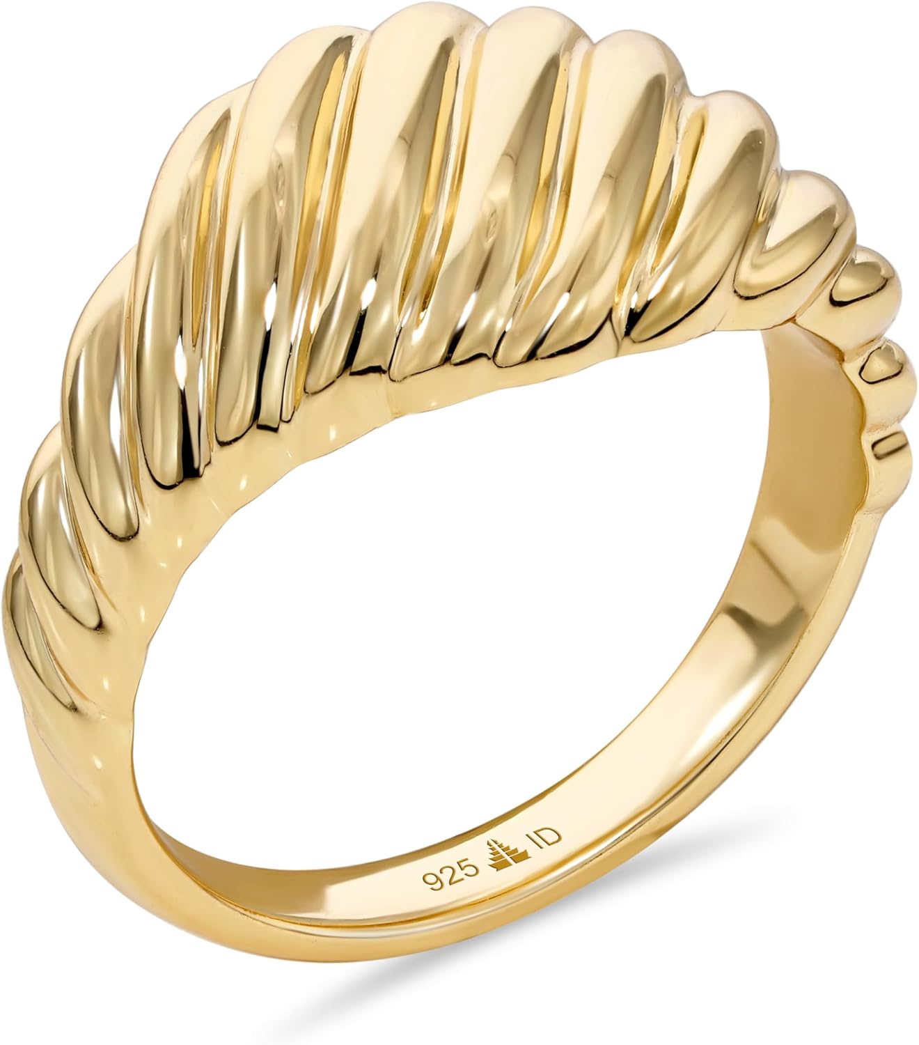 DEVATA Gold or Rhodium Plated Sterling Silver 925 – Eternity, Band Ring for Women – Heart, Knot, Clover, Infinity, Mariner, Cable, Curb, Cuban, Figaro, Daisy, Rope, Ribbed, Dome